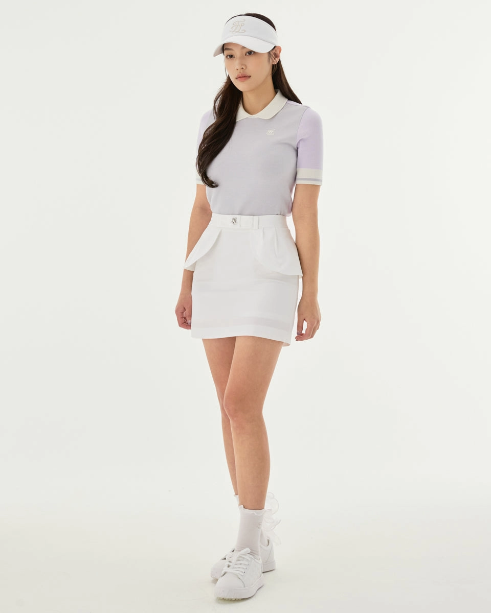 Outfit Focused Smooth Layer High waist ribbon flap skirt - White