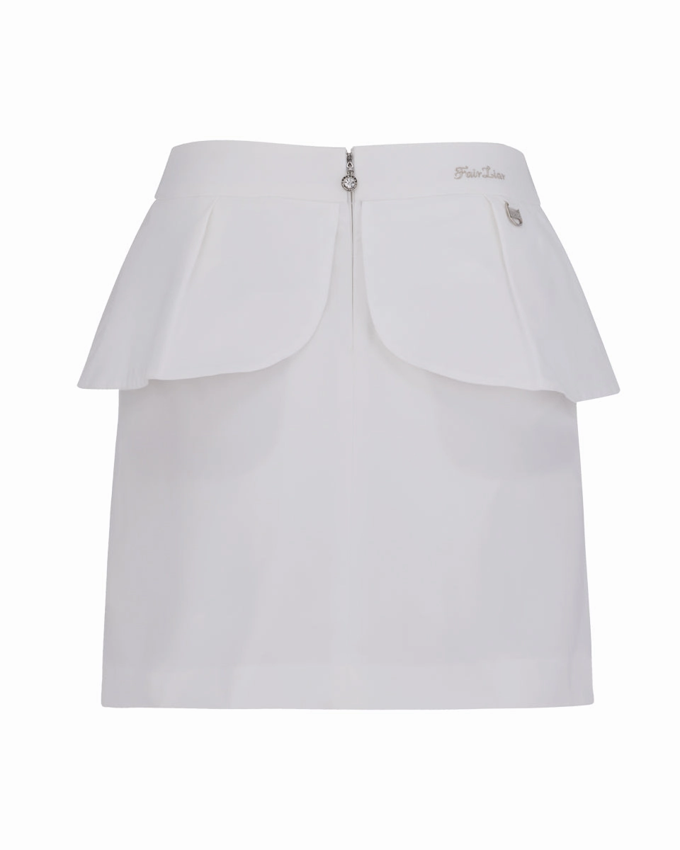 beaded embellishment Playful Vibe High waist ribbon flap skirt - White