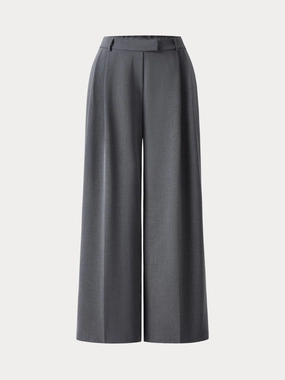 Double-Pleated Mid Rise Wide Leg Trousers Performance Ready