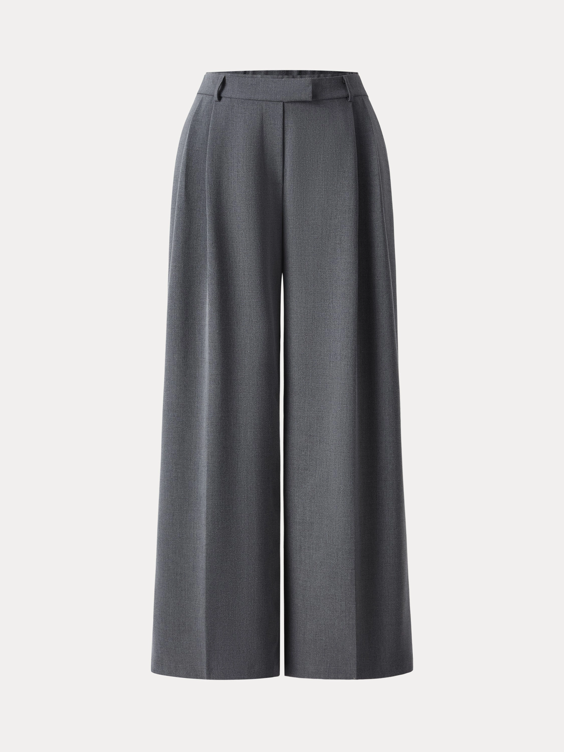 Double-Pleated Mid Rise Wide Leg Trousers Performance Ready