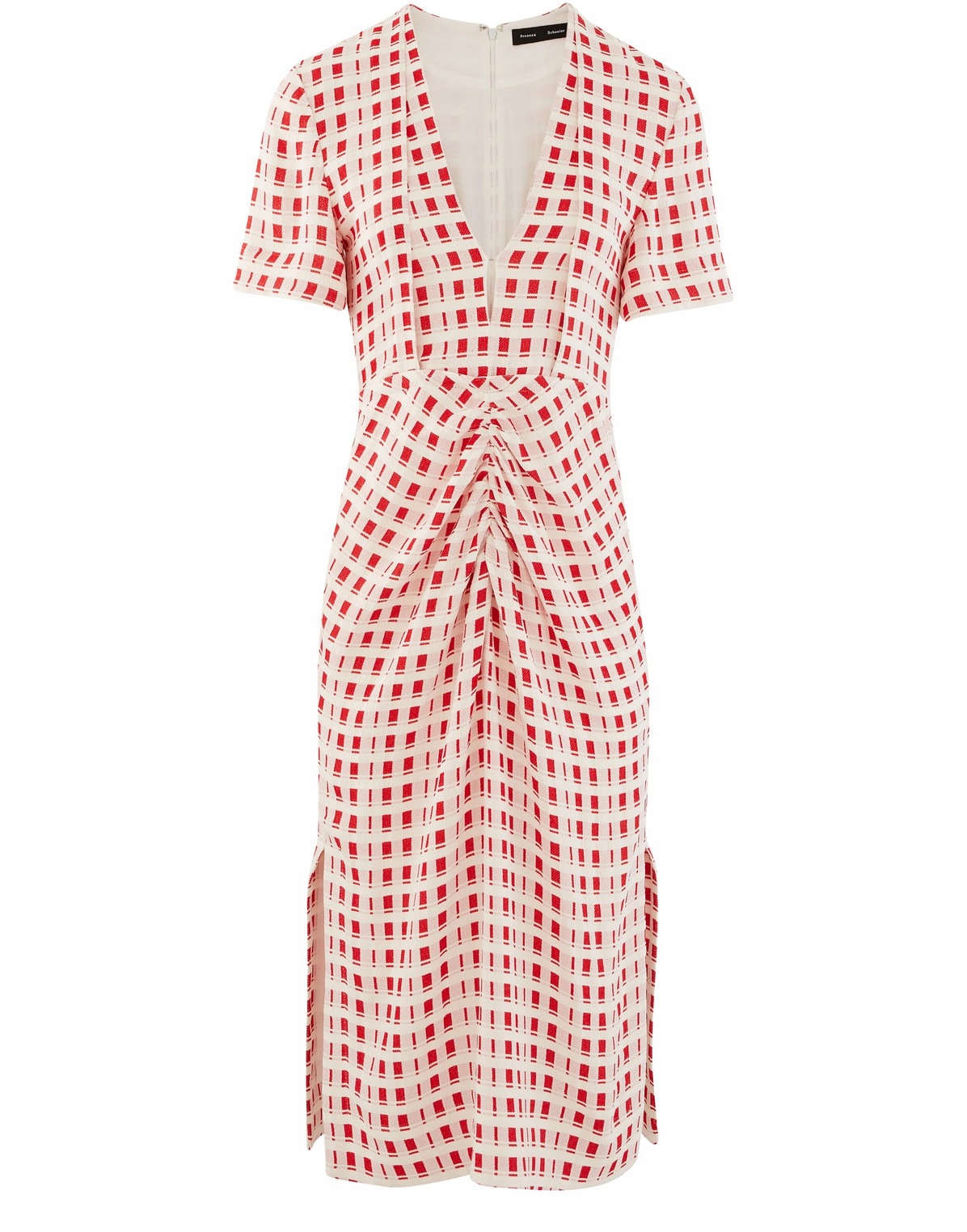 Red Print Jacquard SS Dress Relaxed Vibe ComfortFitDesign