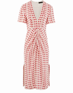 Red Print Jacquard SS Dress Relaxed Vibe ComfortFitDesign
