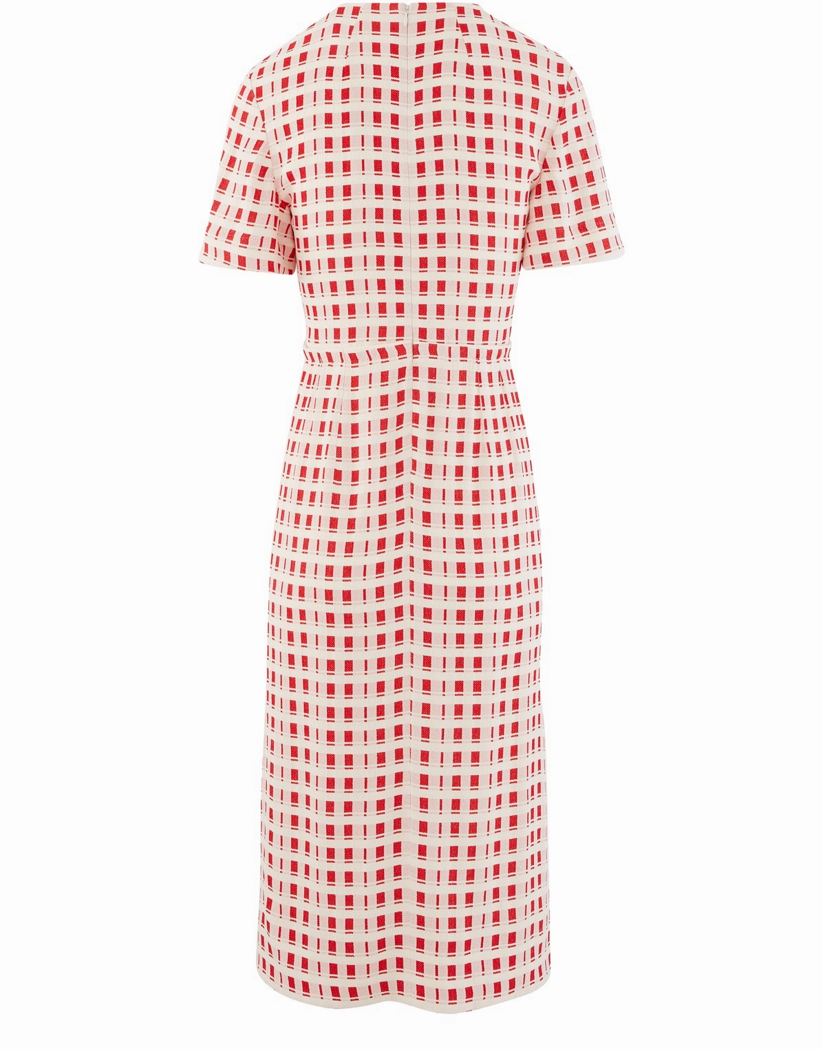 Red Print Jacquard SS Dress Silky Drape summer breeze