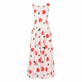 Contemporary Layer Rose Floral Cotton Poplin Midi Dress