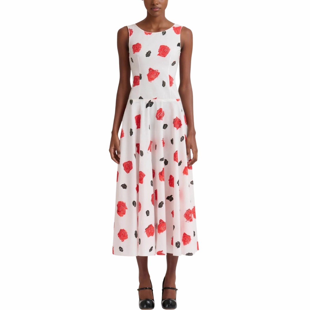Active Moments Rose Floral Cotton Poplin Midi Dress