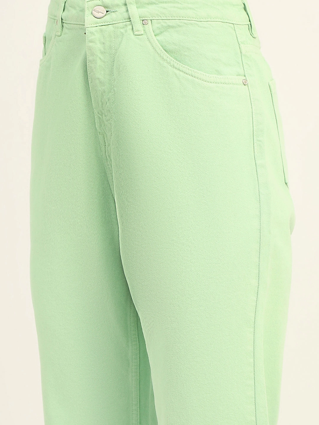 Effortless Comfort Smart Casual Madame Regular Mid Rise Cotton Green Denim