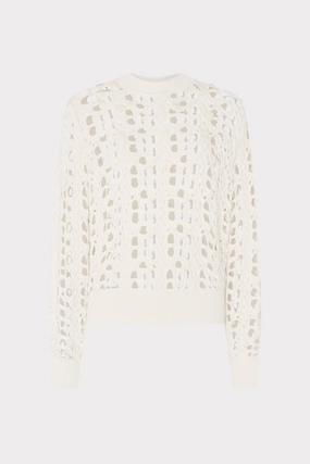Open Knit Sequin Crewneck Sweater Moisture Management System