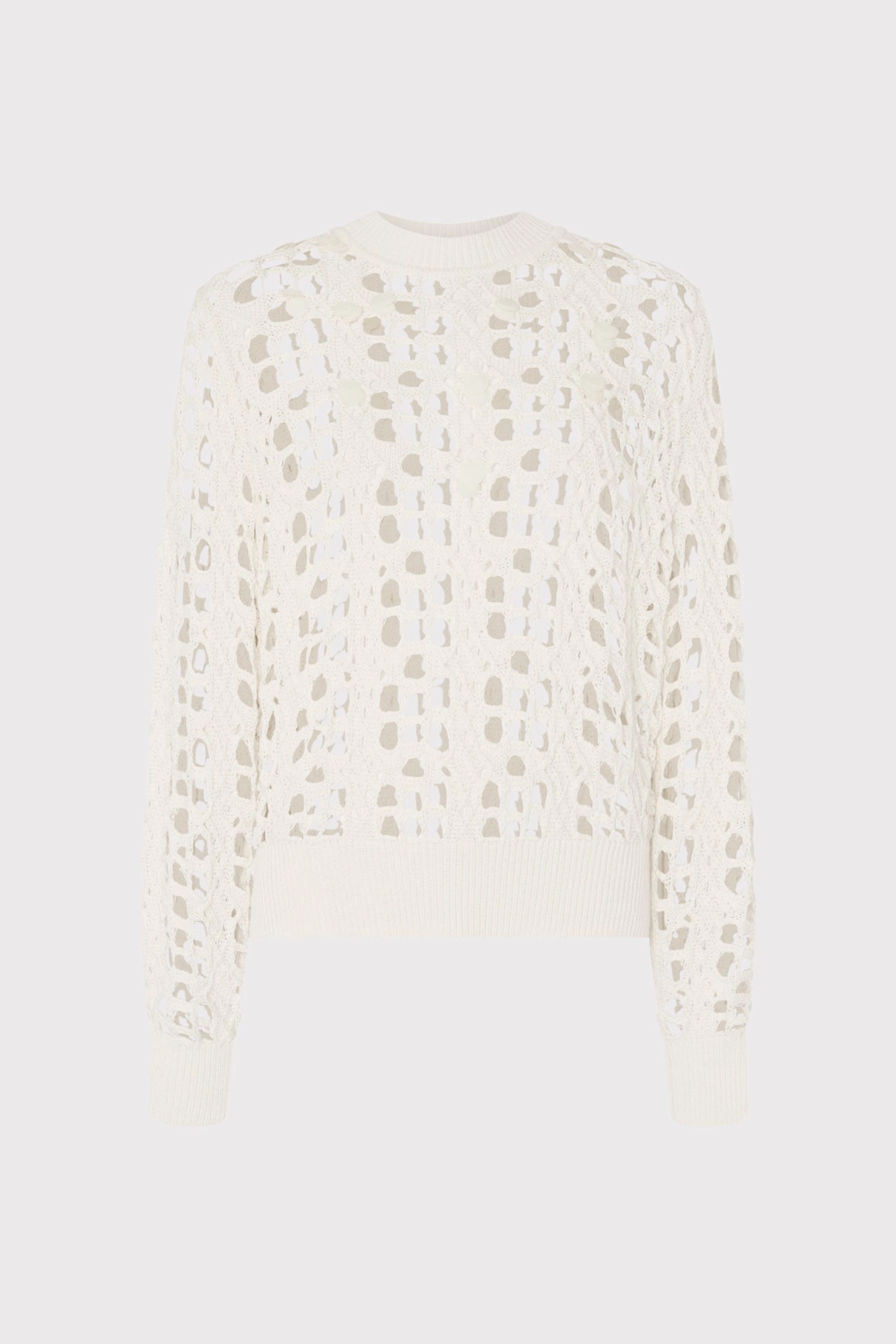 AntiStatic Coating Open Knit Sequin Crewneck Sweater