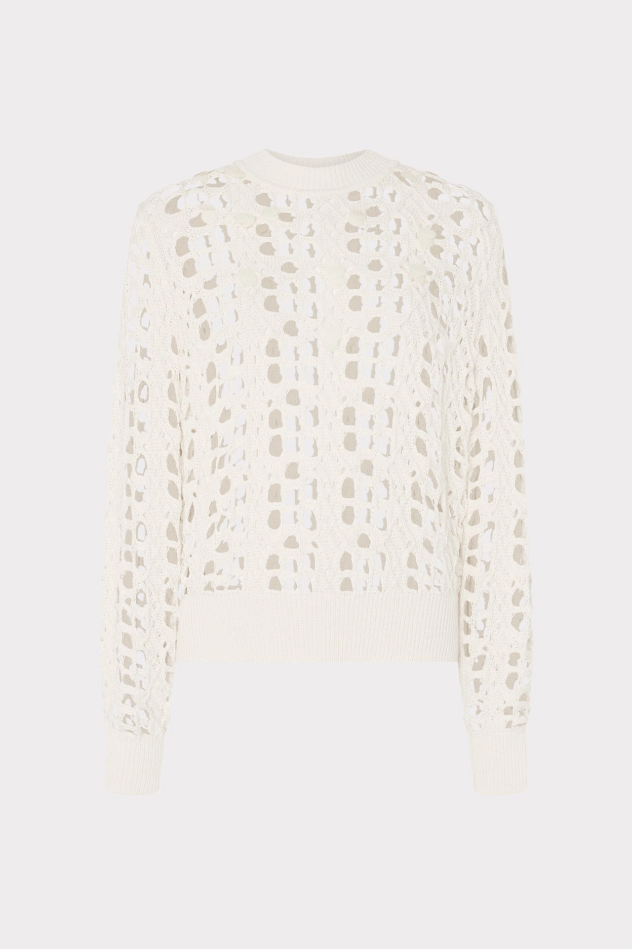 Open Knit Sequin Crewneck Sweater Moisture Management System