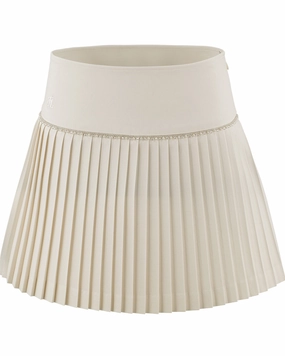 [FL Signature] Pearl & Bead Flare Pleated Skirt - Beige Dance Practice