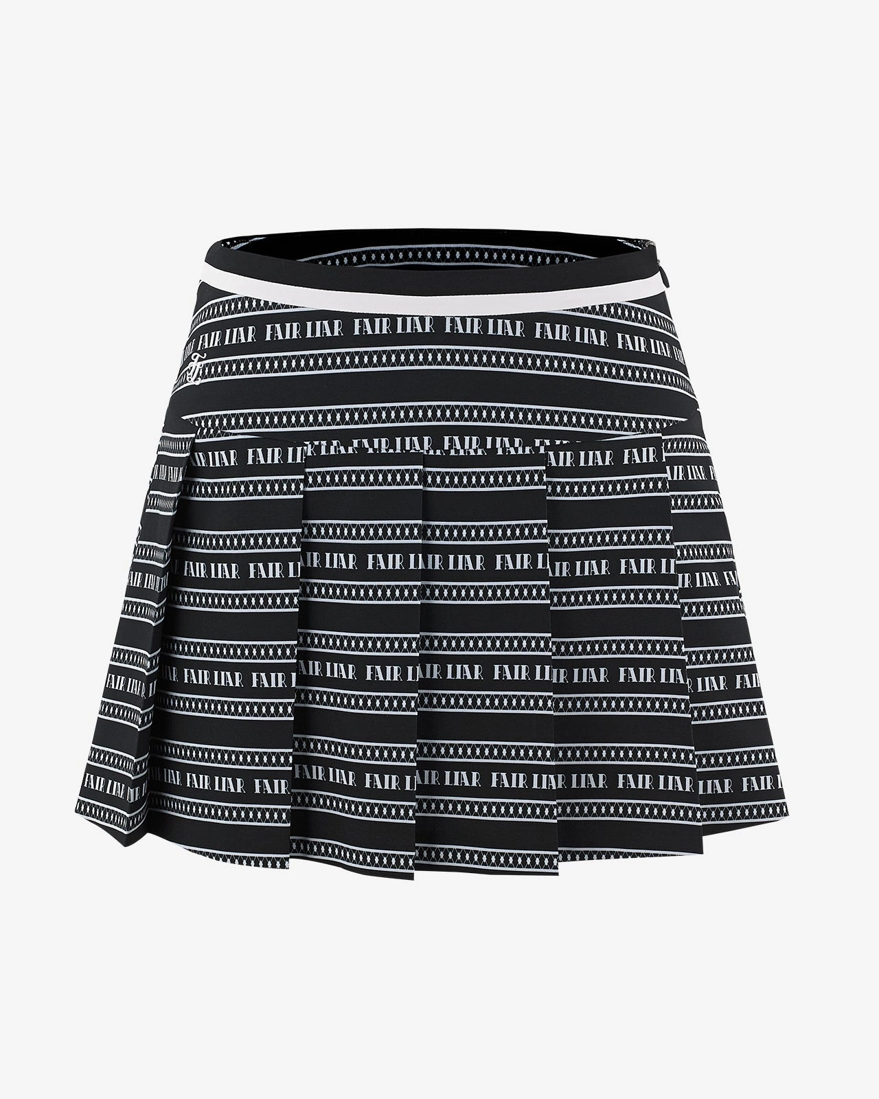 Shopping Trip Button Fastenings Logo pattern printed pleated skirt - Black