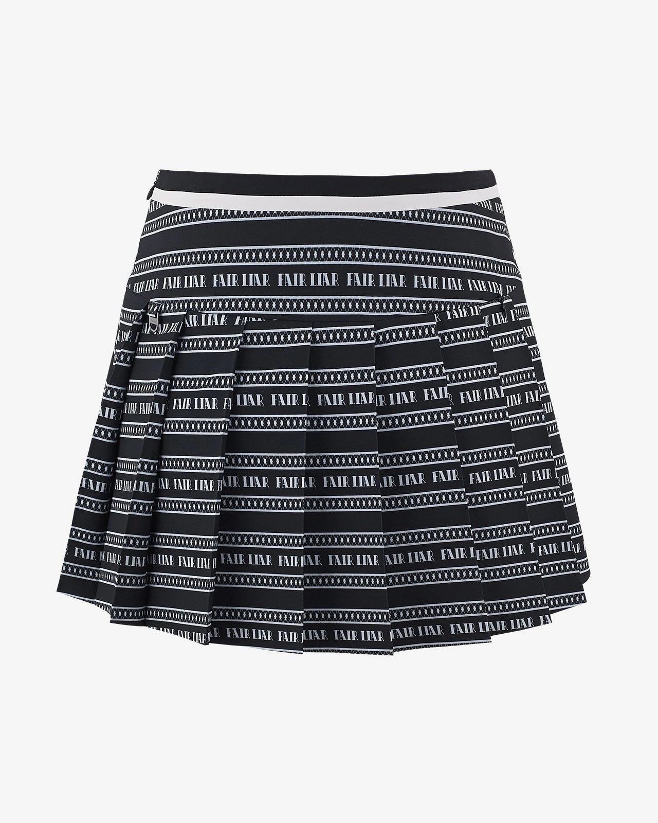 Logo pattern printed pleated skirt - Black Texture Shot