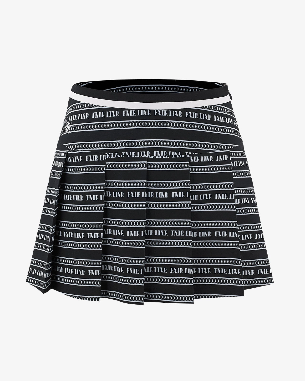 Logo pattern printed pleated skirt - Black Bold Look Innovative Fabric