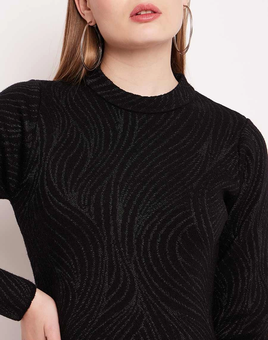 Office Smart Madame Fringed Hem Abstract Print Bodycon Dress