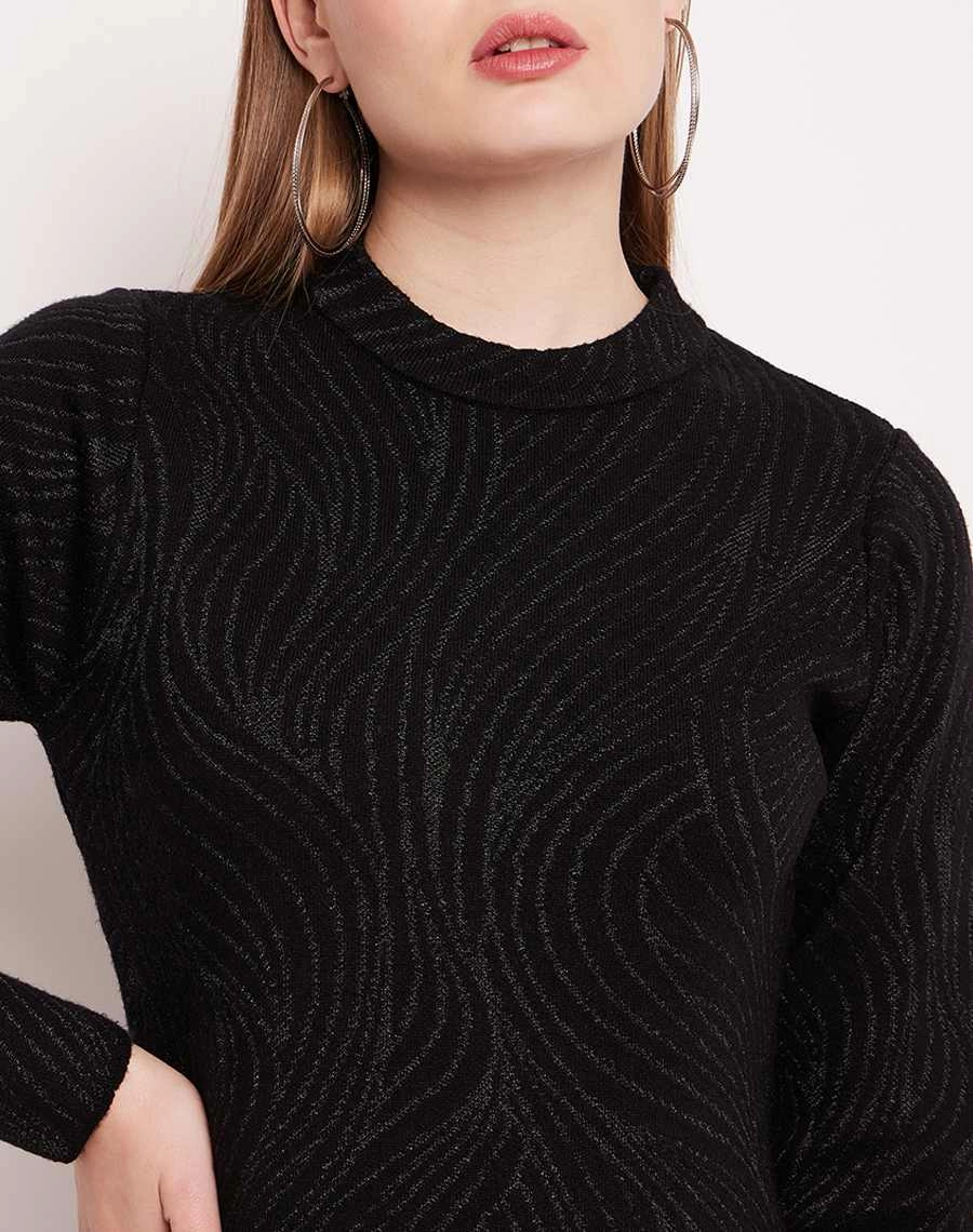 Comfortable Waist Design Madame Fringed Hem Abstract Print Bodycon Dress