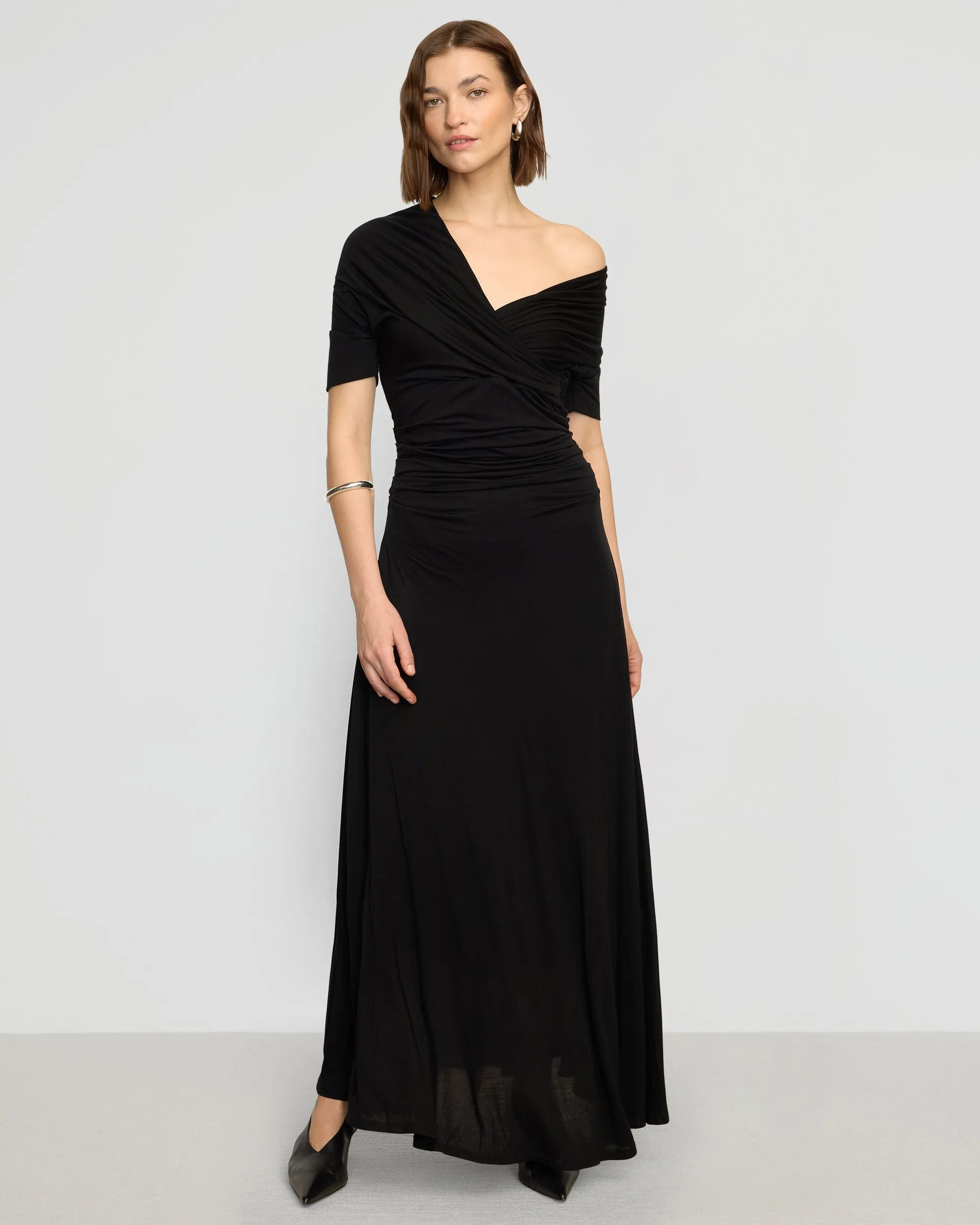 Thilda Ruched Off-Shoulder Dress Soft Movement Textured Surface