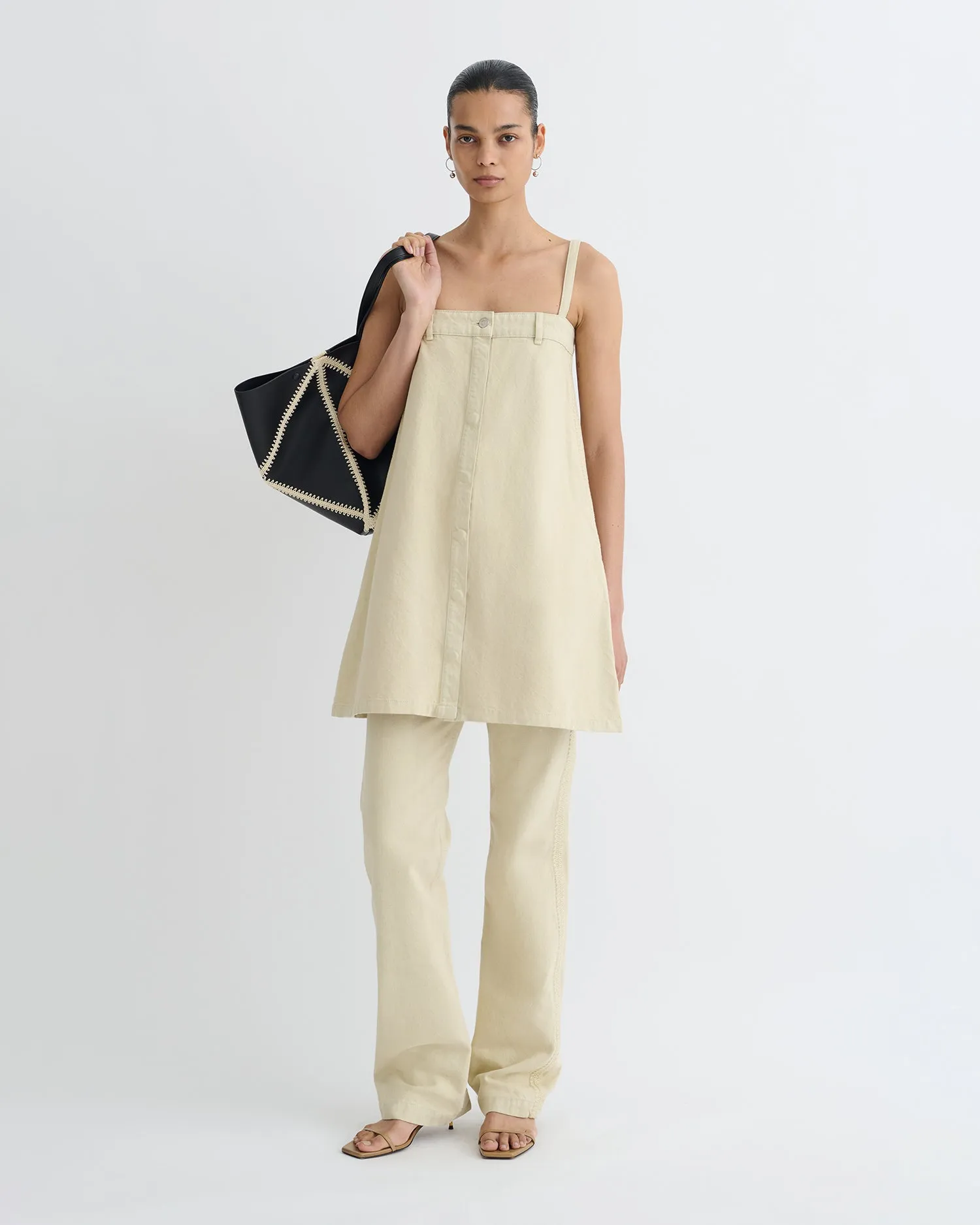 Flex Look Lidwina - Denim Mini Dress - Beige