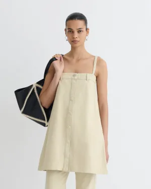 Lidwina - Denim Mini Dress - Beige Flexible Fit Crisp Look
