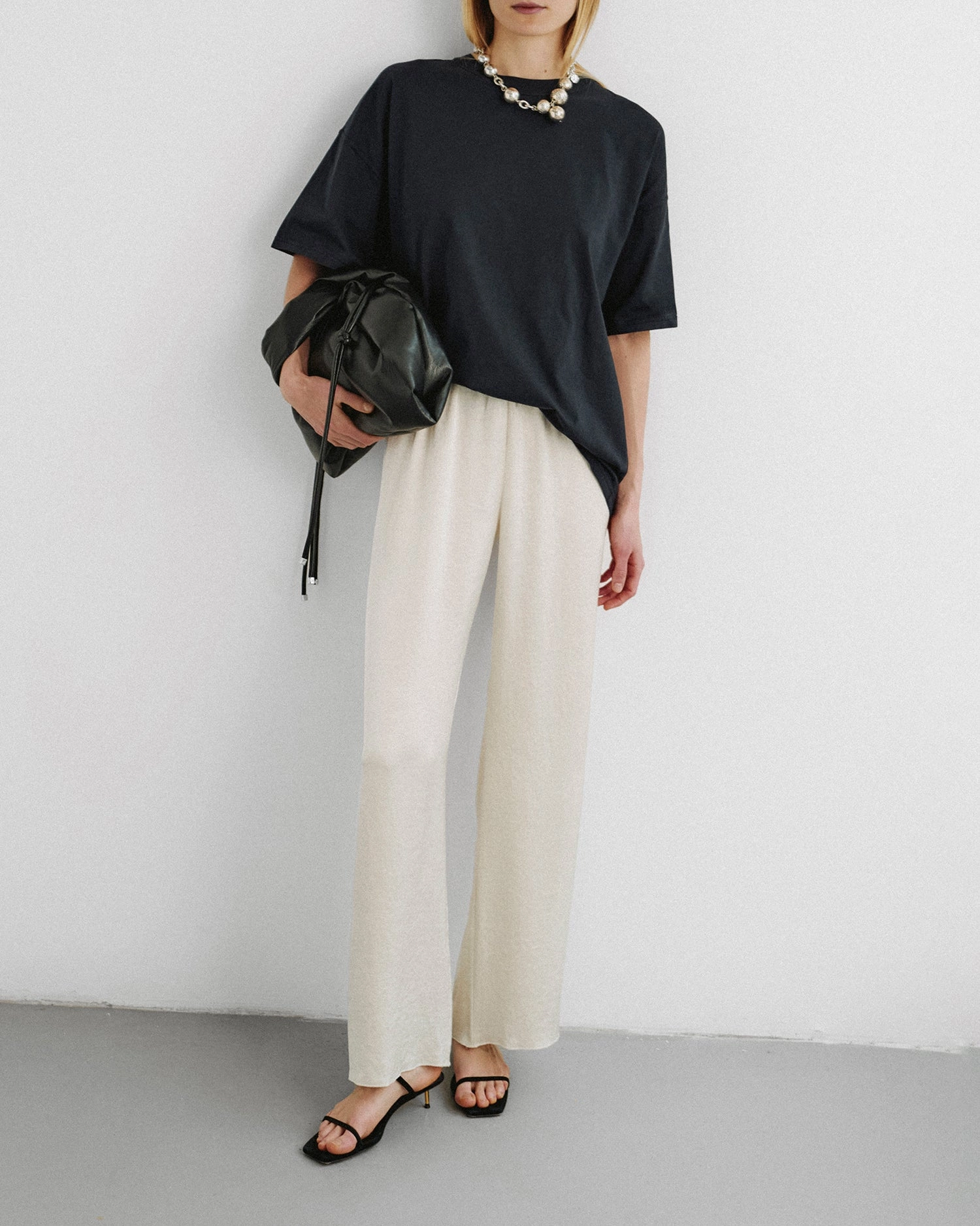 Brenda - Washed Satin Pants - Ecru Core Ease