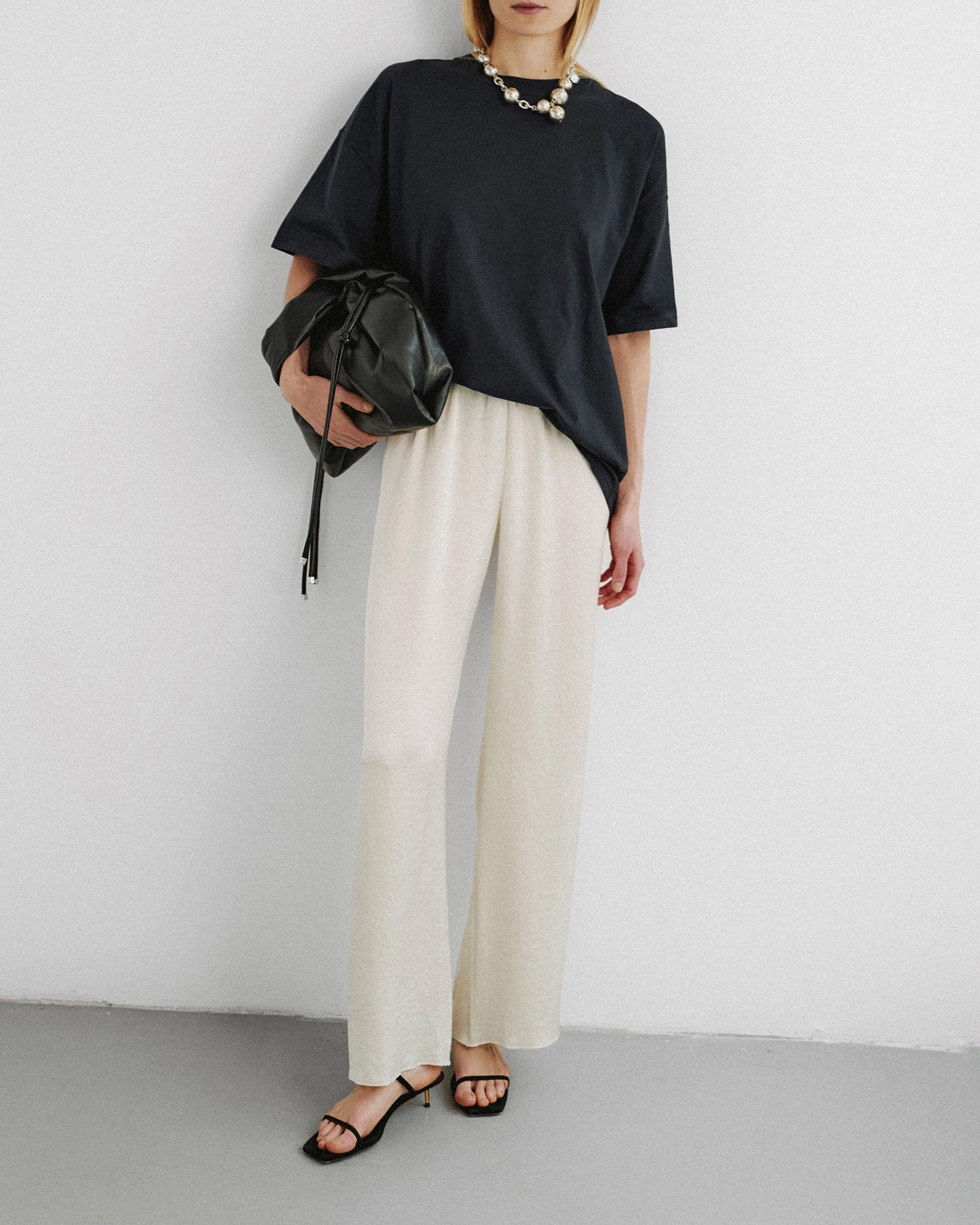 Soft Finish Brenda - Washed Satin Pants - Ecru