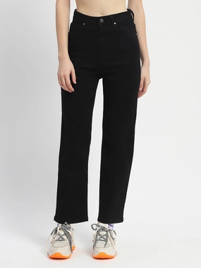 Go To Look Madame Cotton Blend Straight Fit Black Jeans
