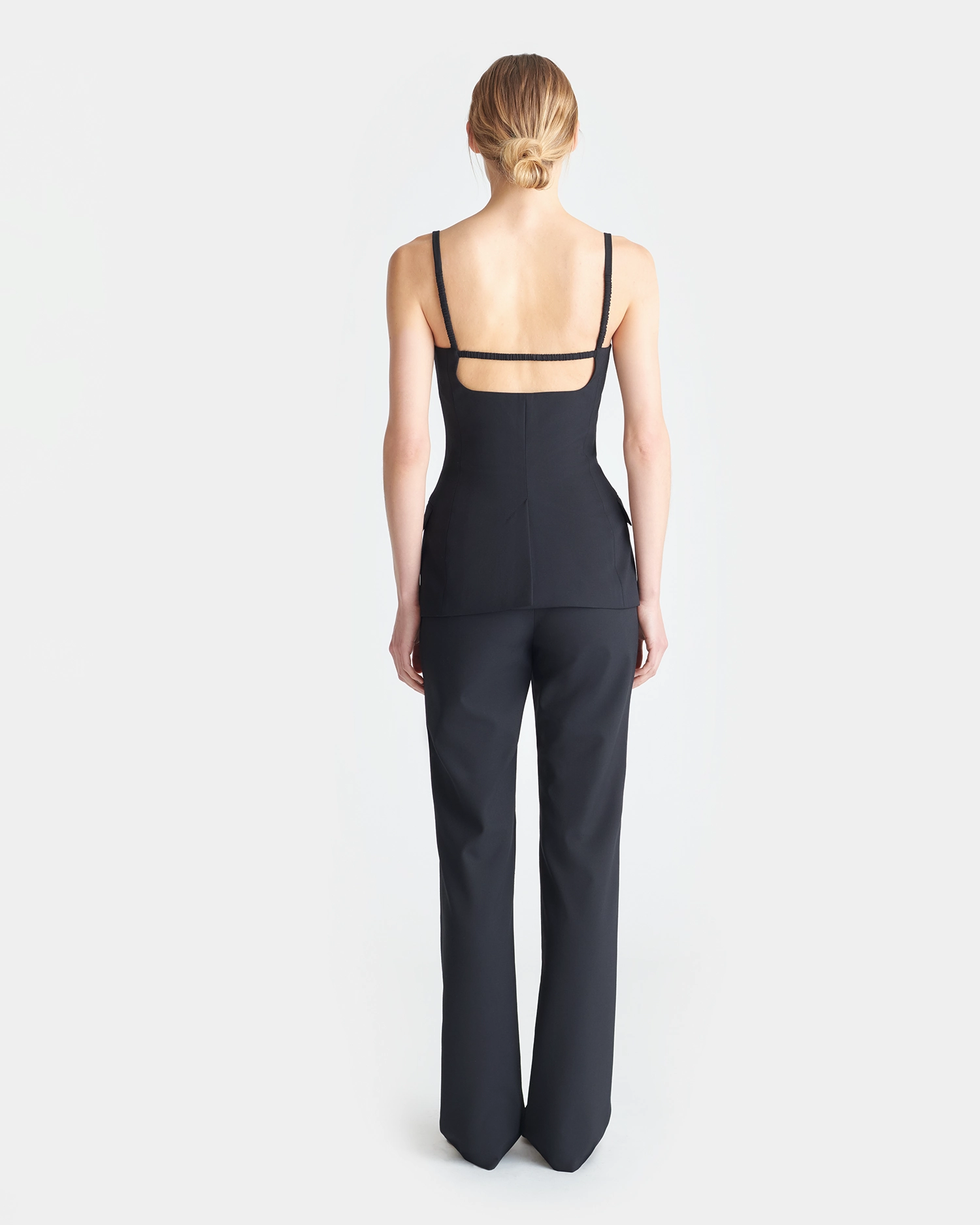 Irida - Tailored Bootcut Pants - Black Street Style Body-Hugging Fit