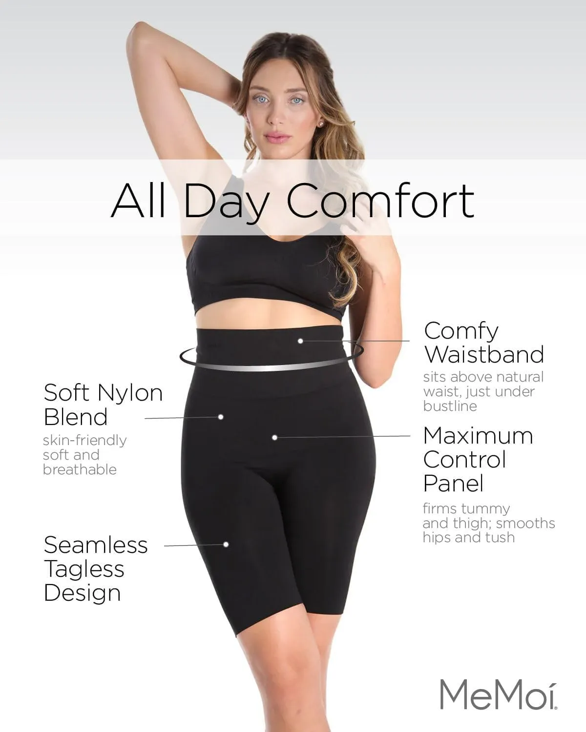 SlimMe High Waisted Thigh Shapewear Shorts, High Waisted Shapewear Tummy Control Shorts, Sizes S - Q2