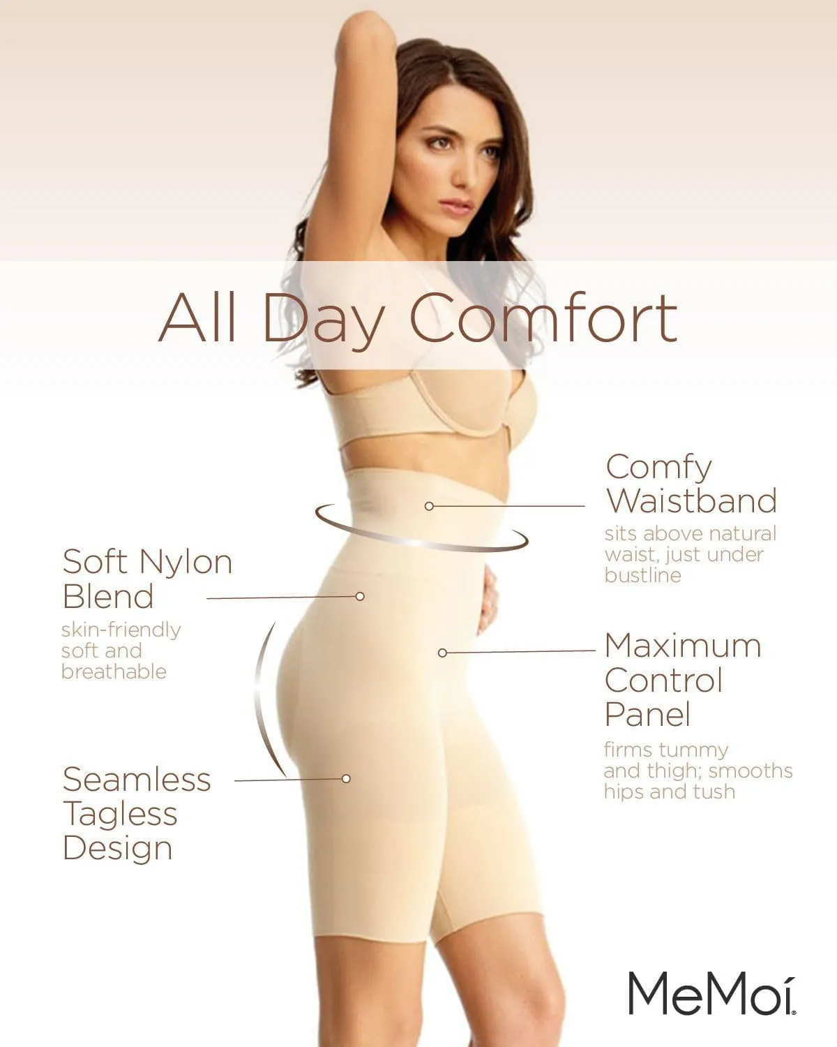 SlimMe High Waisted Thigh Shapewear Shorts, High Waisted Shapewear Tummy Control Shorts, Sizes S - Q2