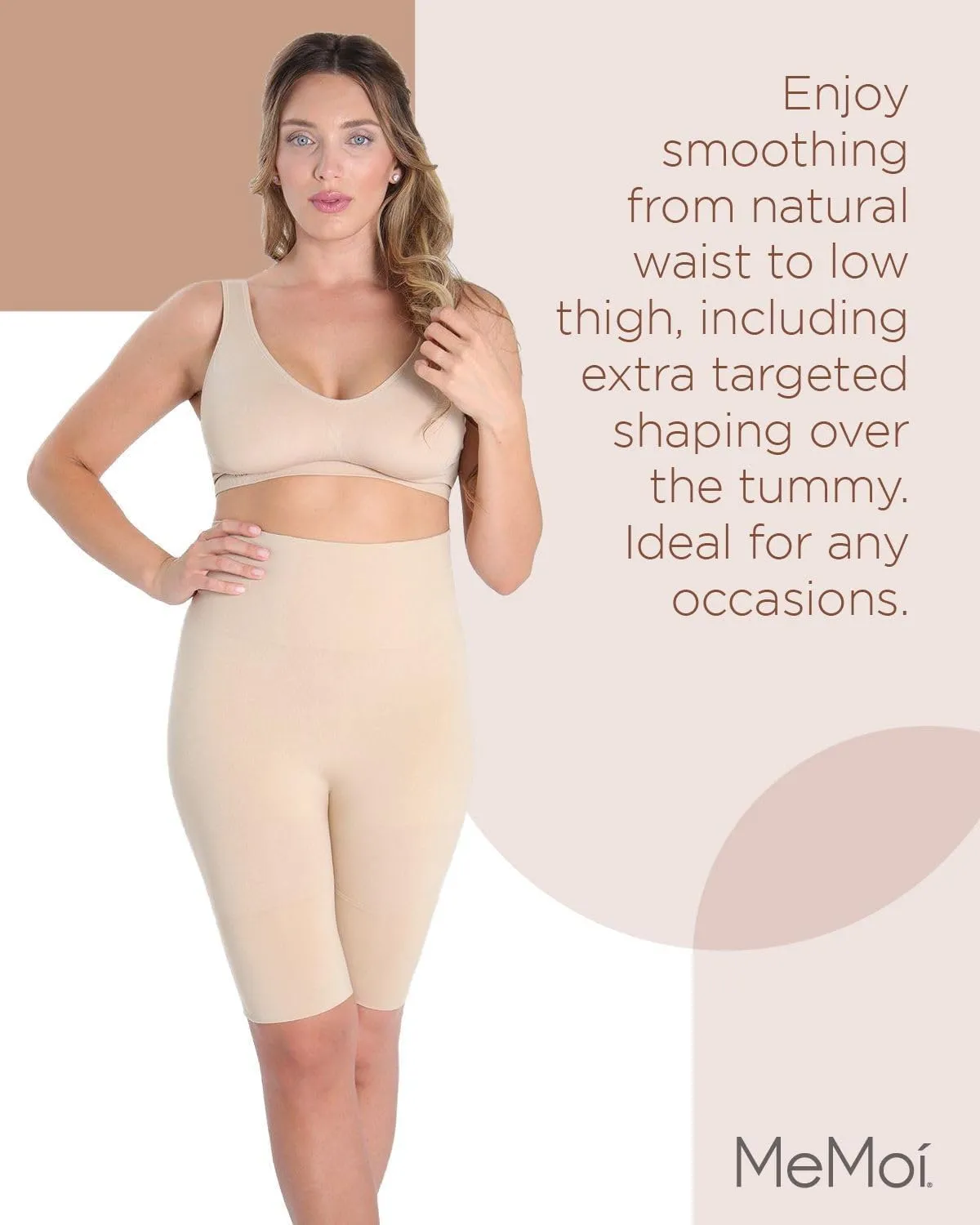 SlimMe High Waisted Thigh Shapewear Shorts, High Waisted Shapewear Tummy Control Shorts, Sizes S - Q2