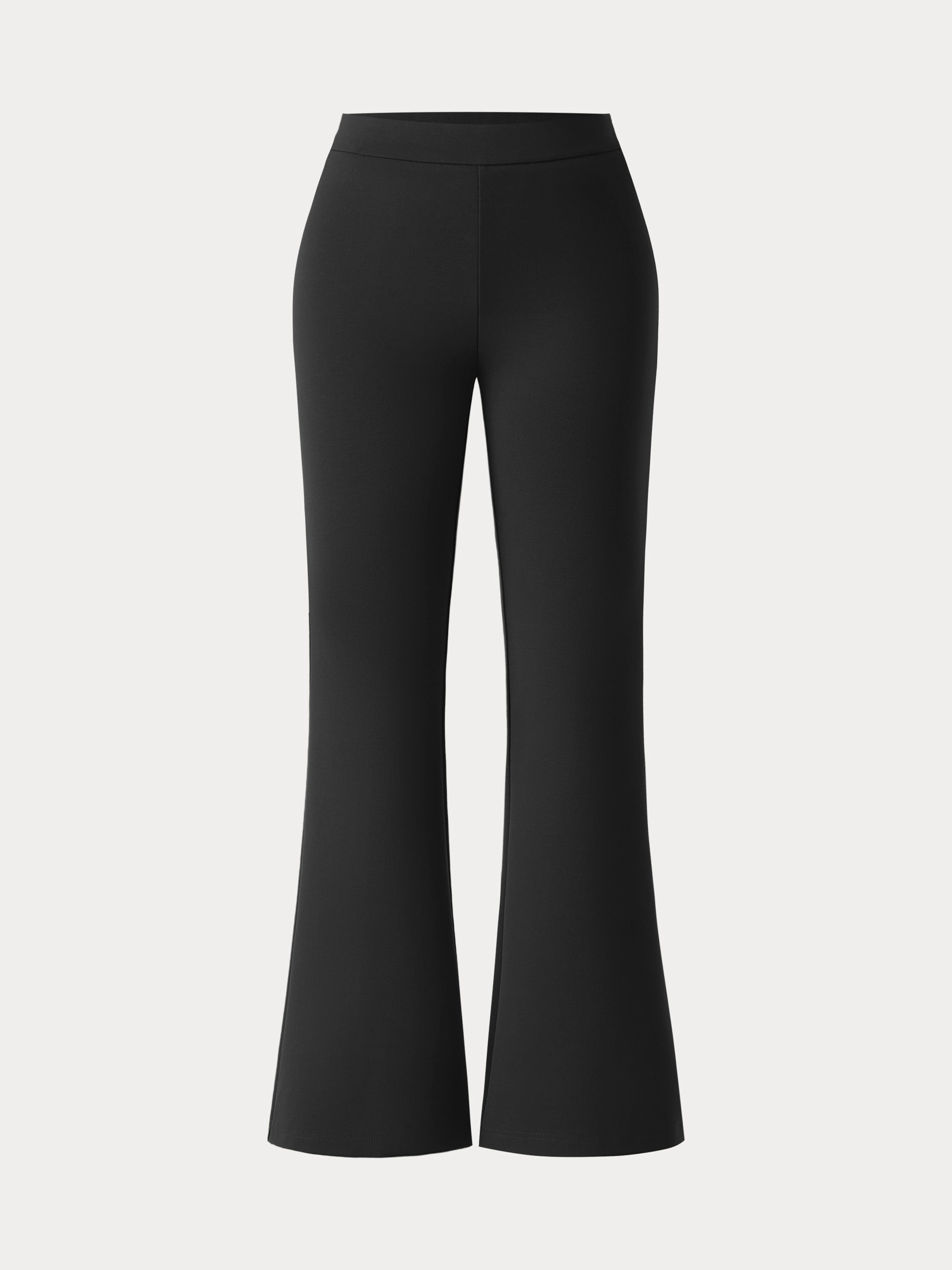 Slimming Ponte High Rise Pull-on Flared Pants Cozy Material Water-resistant