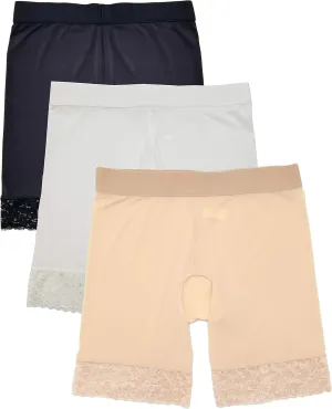 Slip Shorts for Women Smooth Lace 3 Pack 7" Undershorts Anti Chafing (S-5XL Plus)