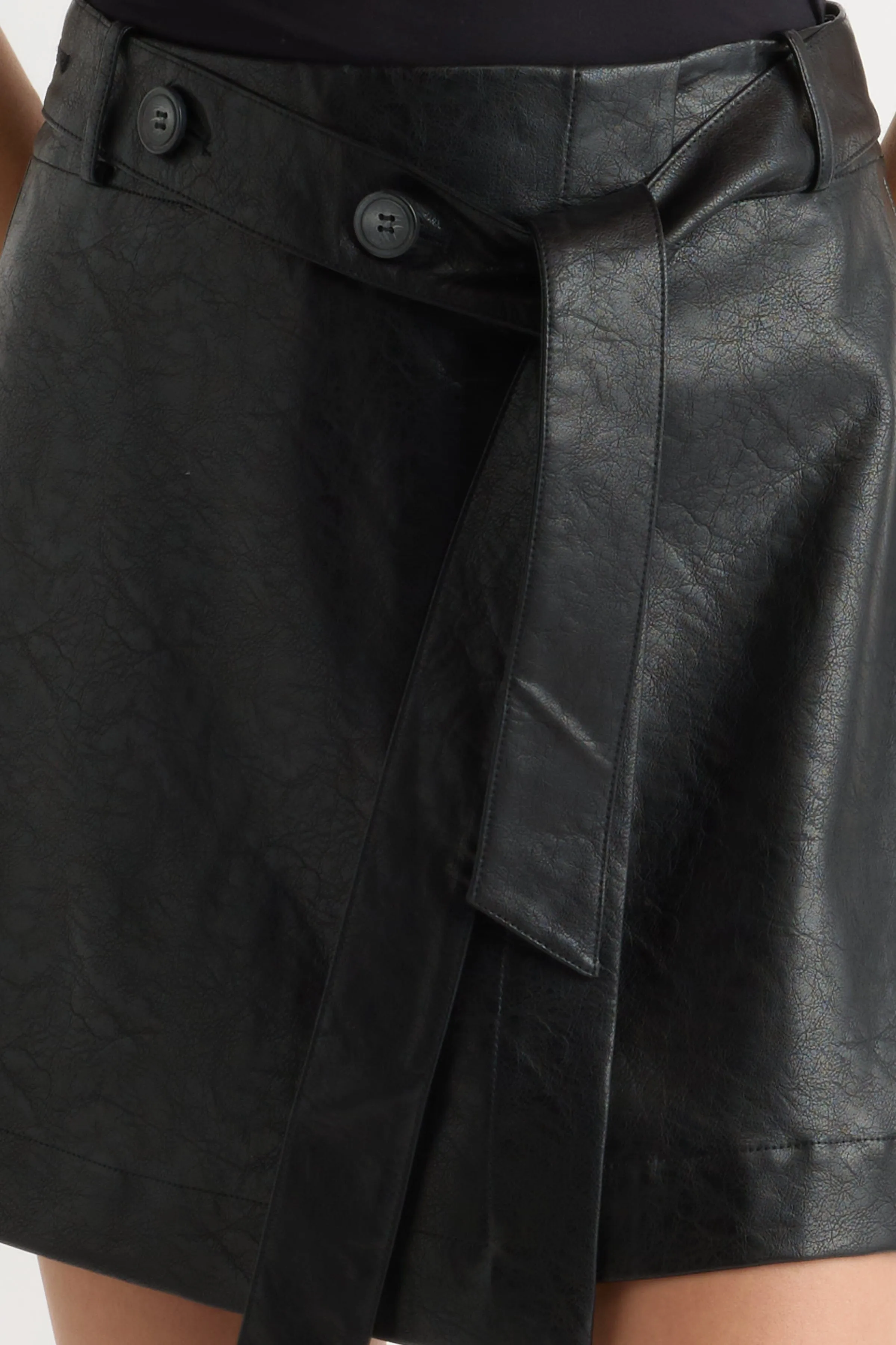 Cozy Vibes Foil Print Tanner Vegan Leather Wrap Skirt