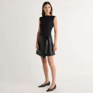 Tanner Vegan Leather Wrap Skirt Relaxed Look