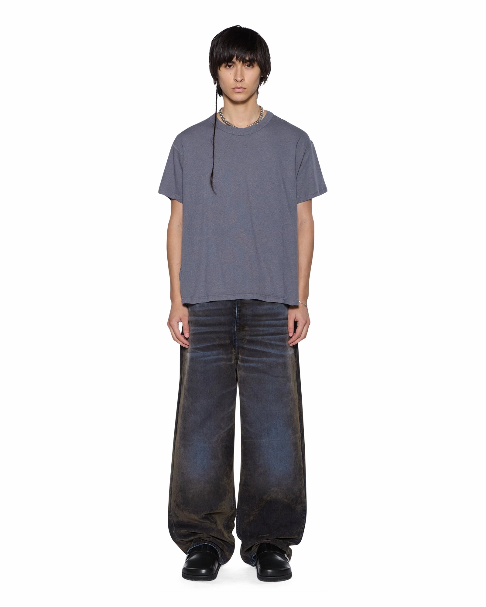 SLUB SID SS TEE CHARCOAL Collared