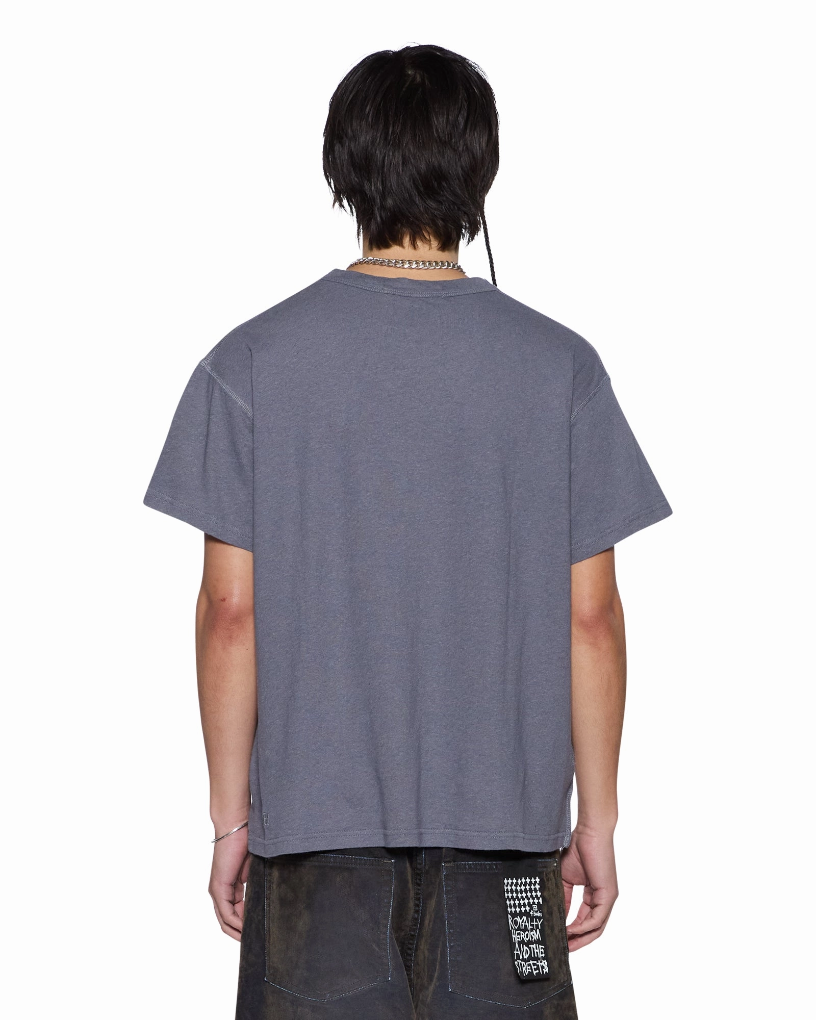 SLUB SID SS TEE CHARCOAL QuickDry Material