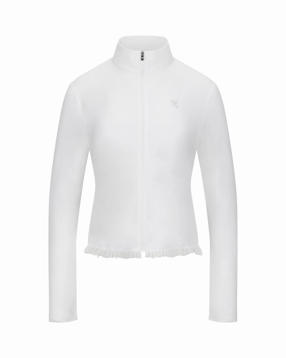 Cropped cooling zip-up t-shirt - White Bound Edges
