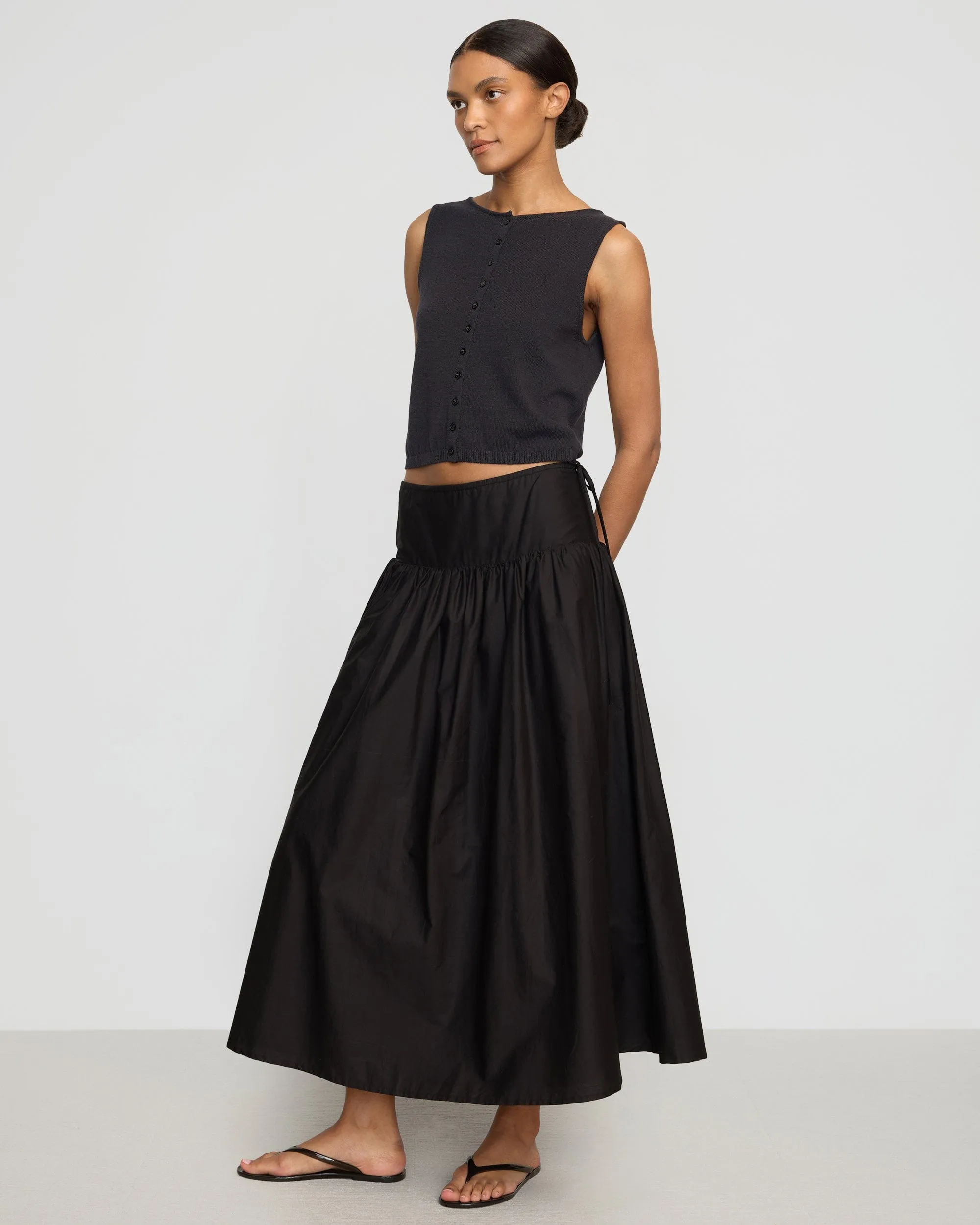 Cashmere Touch Neat Finish Bao Organic Cotton Drop-Waist Skirt