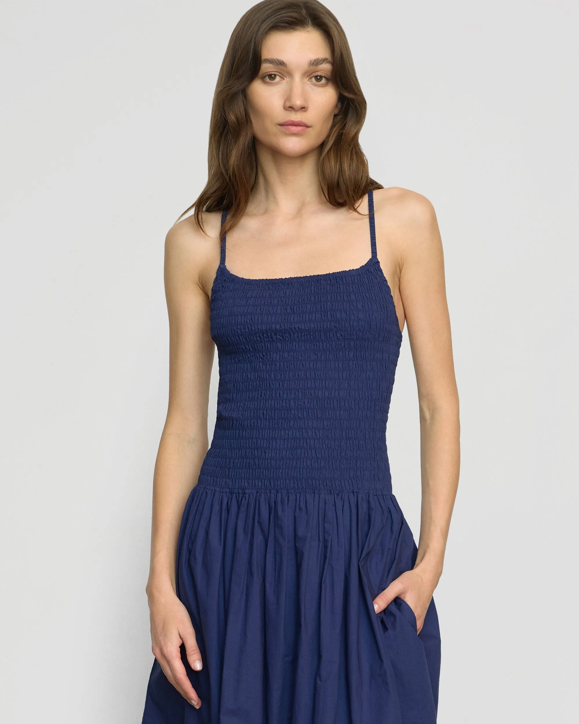 Venus Smocked Organic Cotton Midi Dress Simplistic Mood