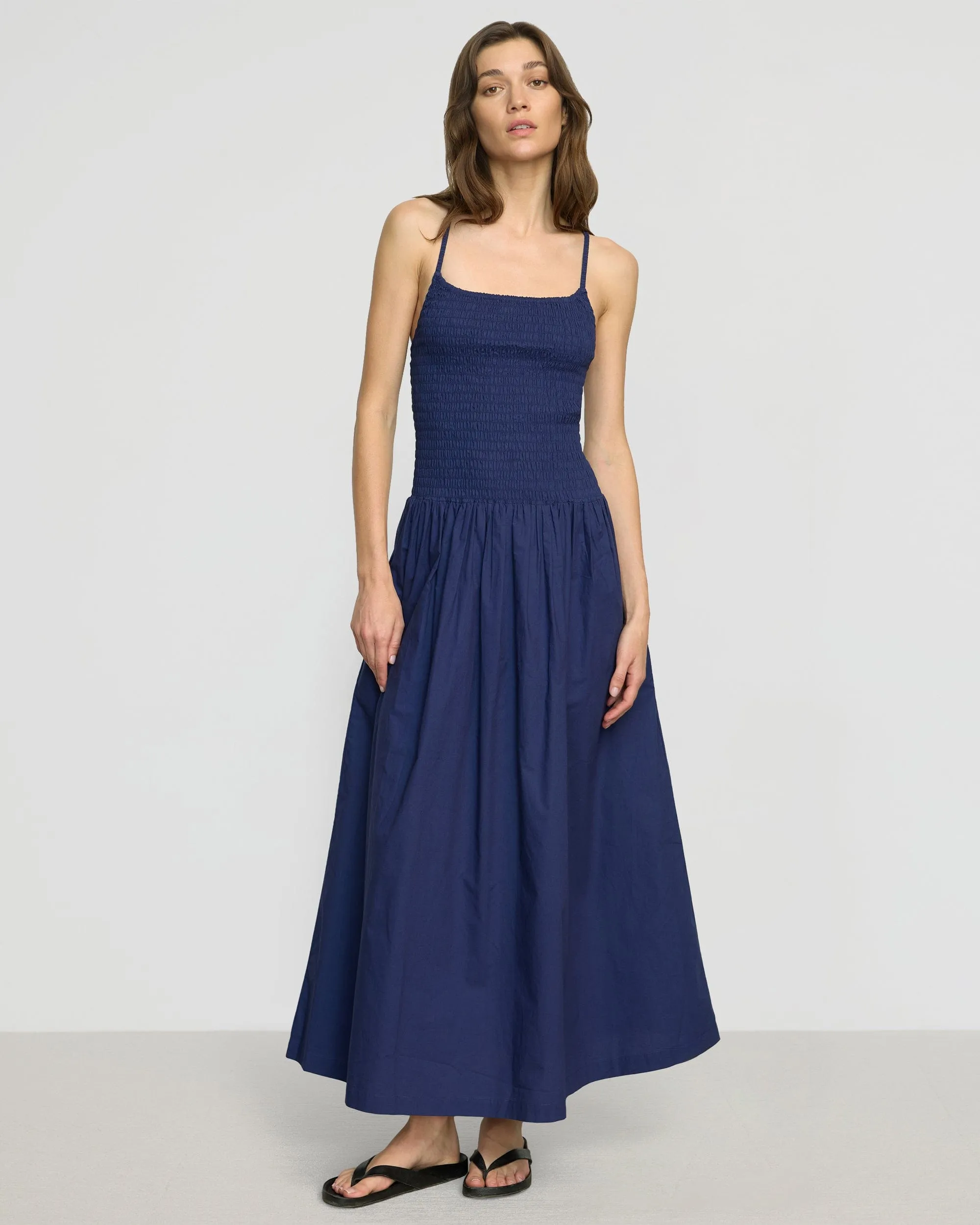 Stylish Appeal Quick Look Venus Smocked Organic Cotton Midi Dress