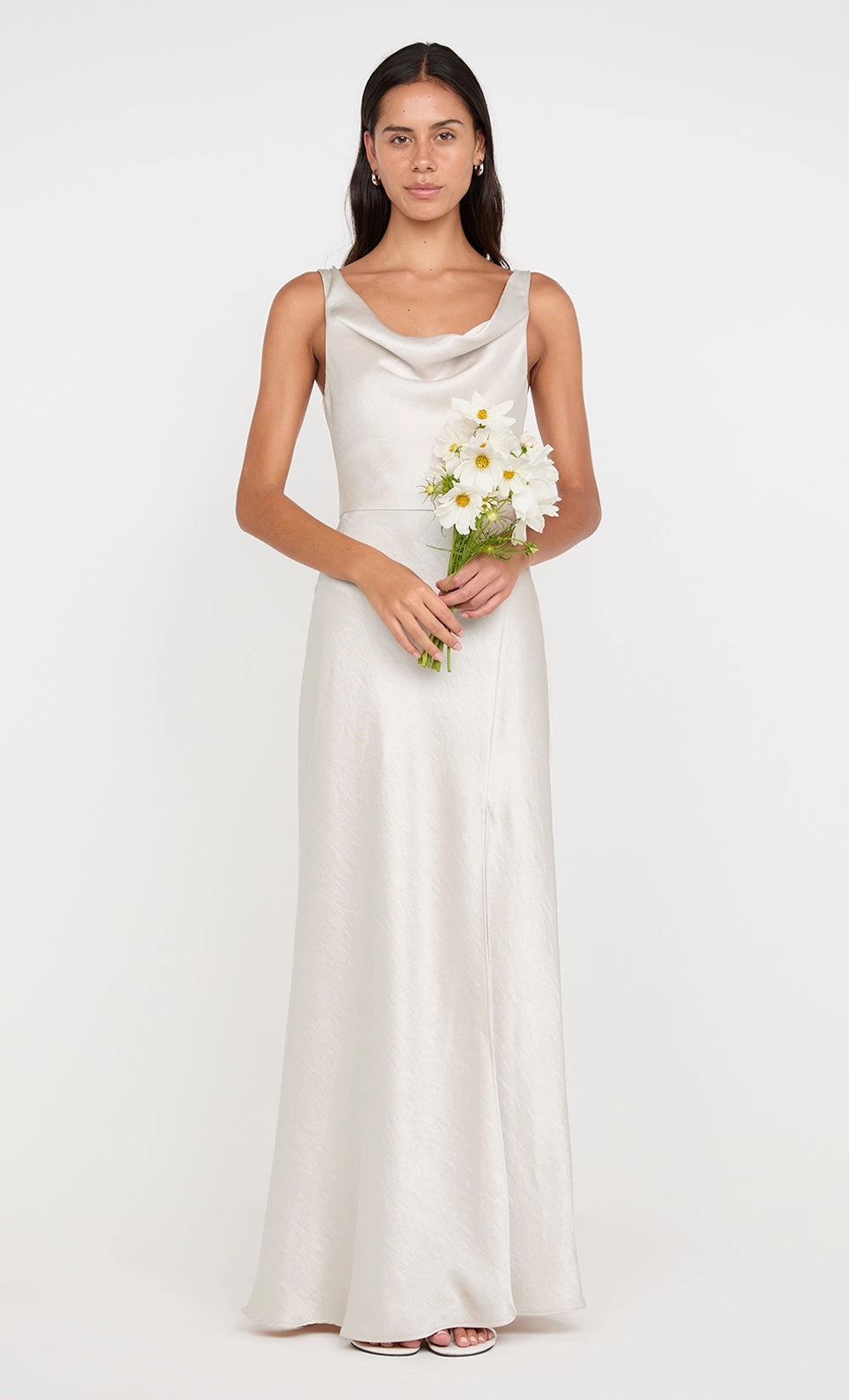 AUSTEN COWL NECK MAXI DRESS - SAND Pleated design Vibrant pattern