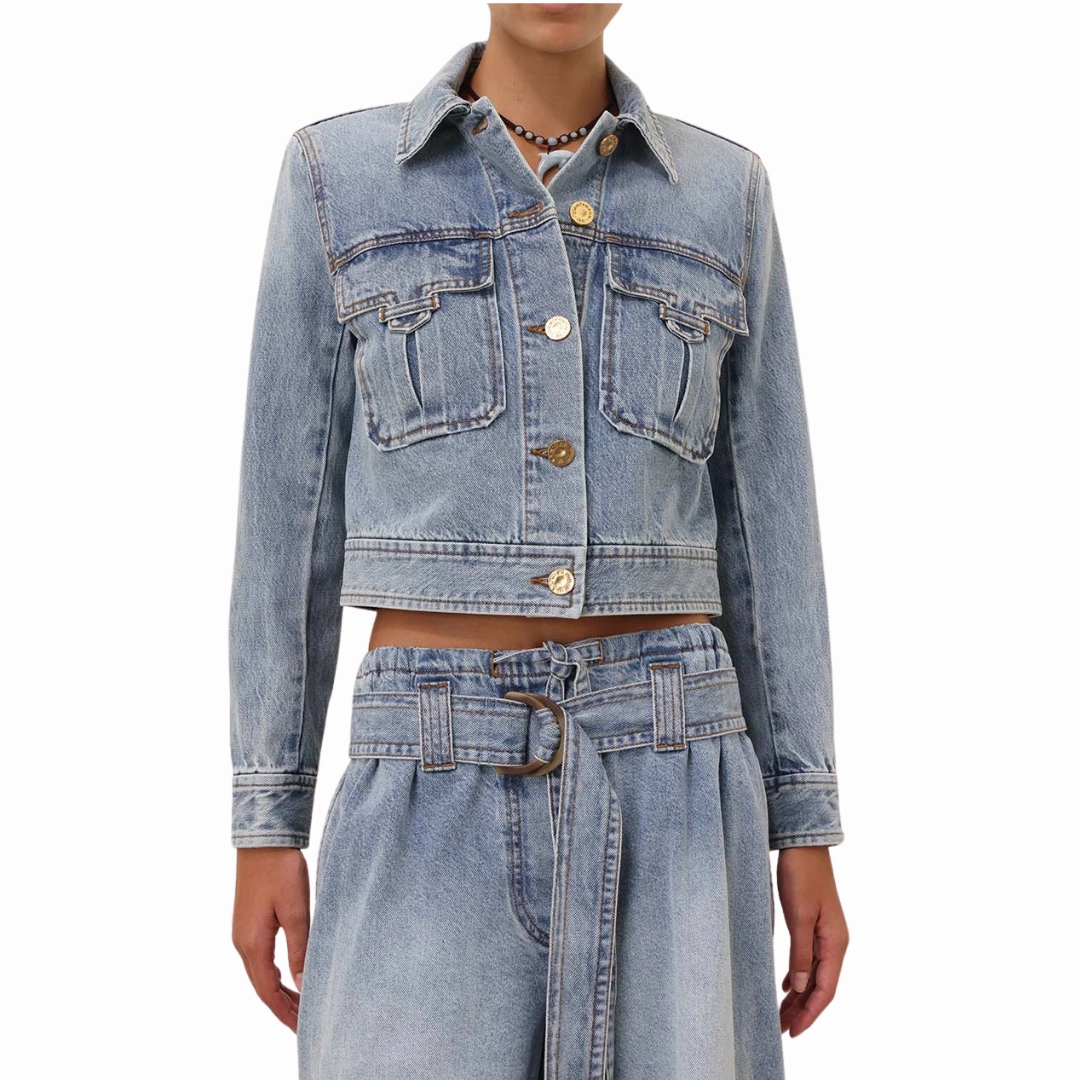 Washed Denim Jacket Climate Responsive Textile Foldable Storage