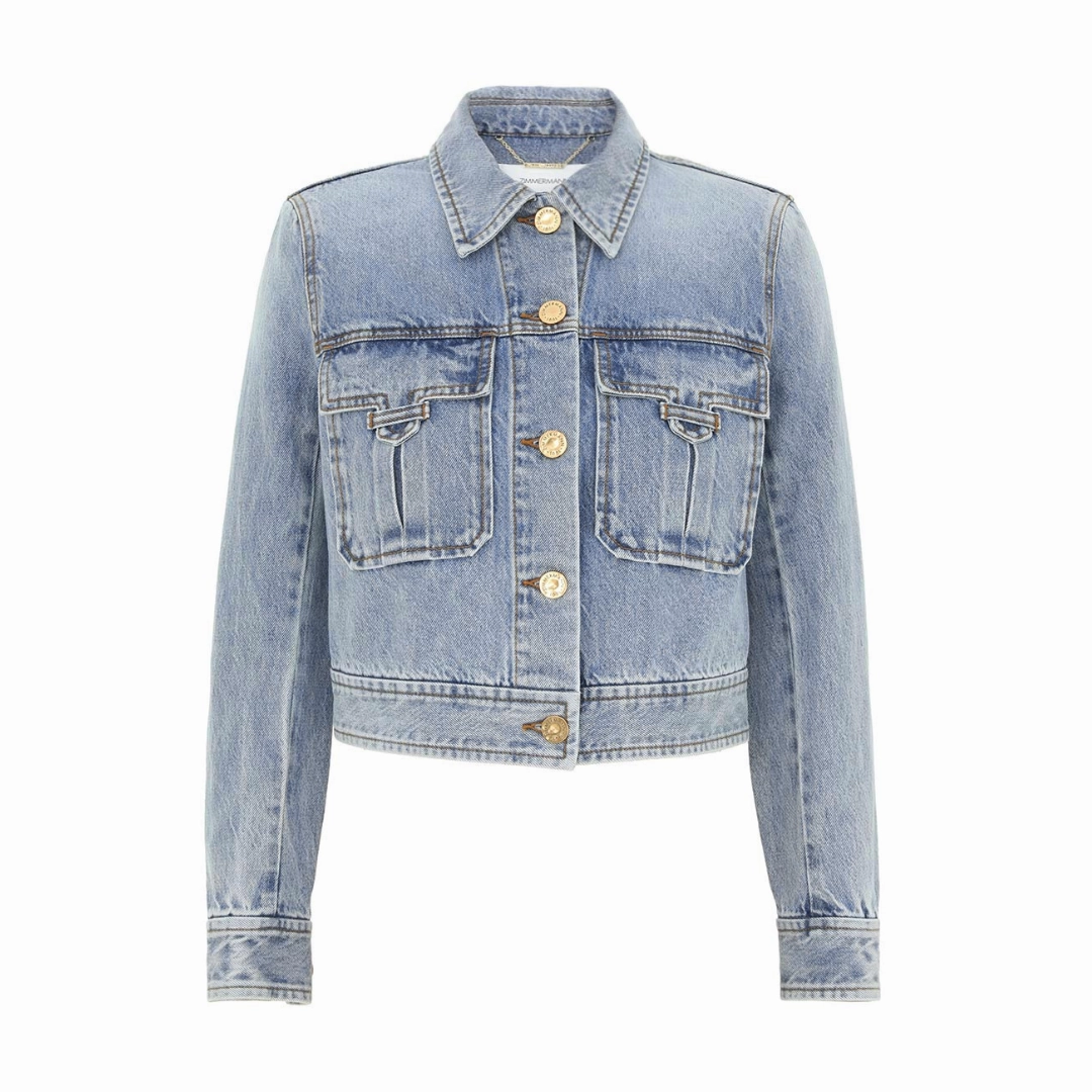 Cashmere Blend Eco Friendly Padding Washed Denim Jacket