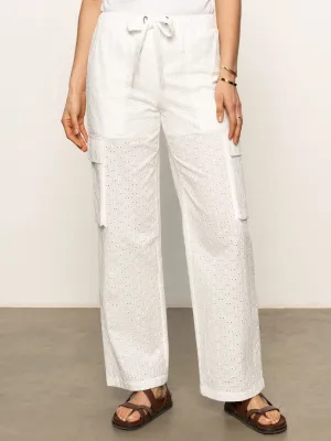 Soft Comfort Free Time Eyelet Semi High Rise Pant Bleached White
