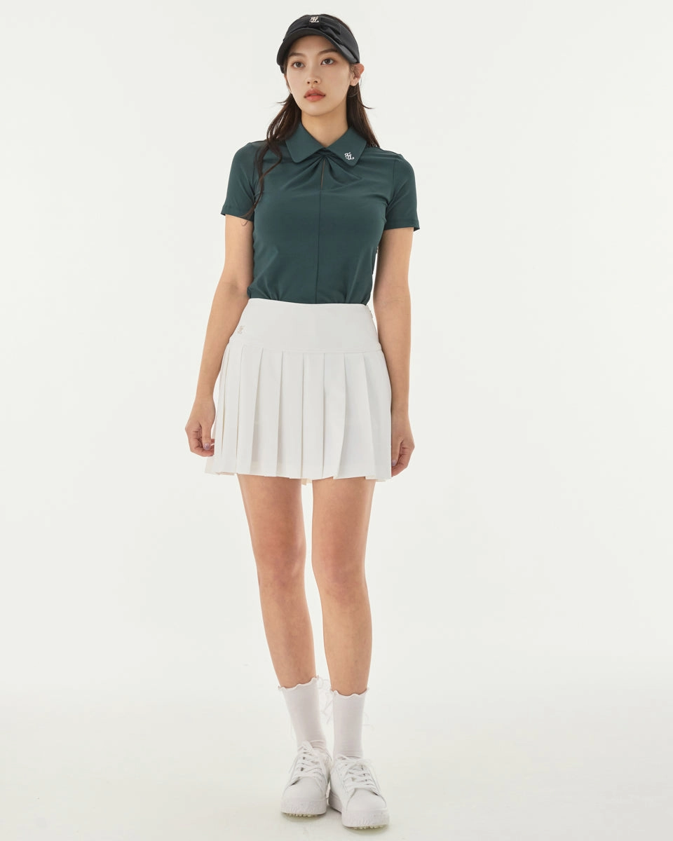 Reversible design SlimFit Front shirring short sleeve t-shirt - Dark Green