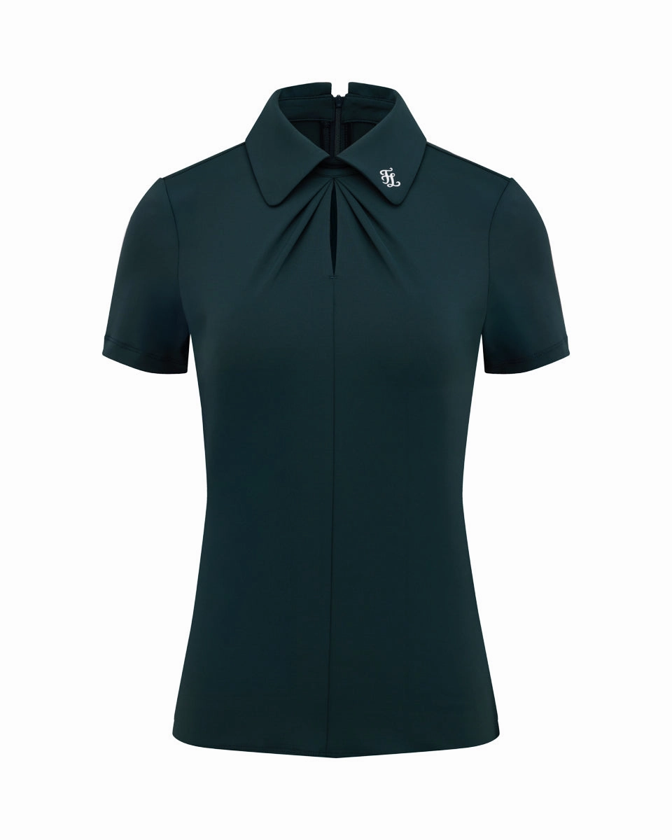 FoldableFeature Moisture Management Front shirring short sleeve t-shirt - Dark Green