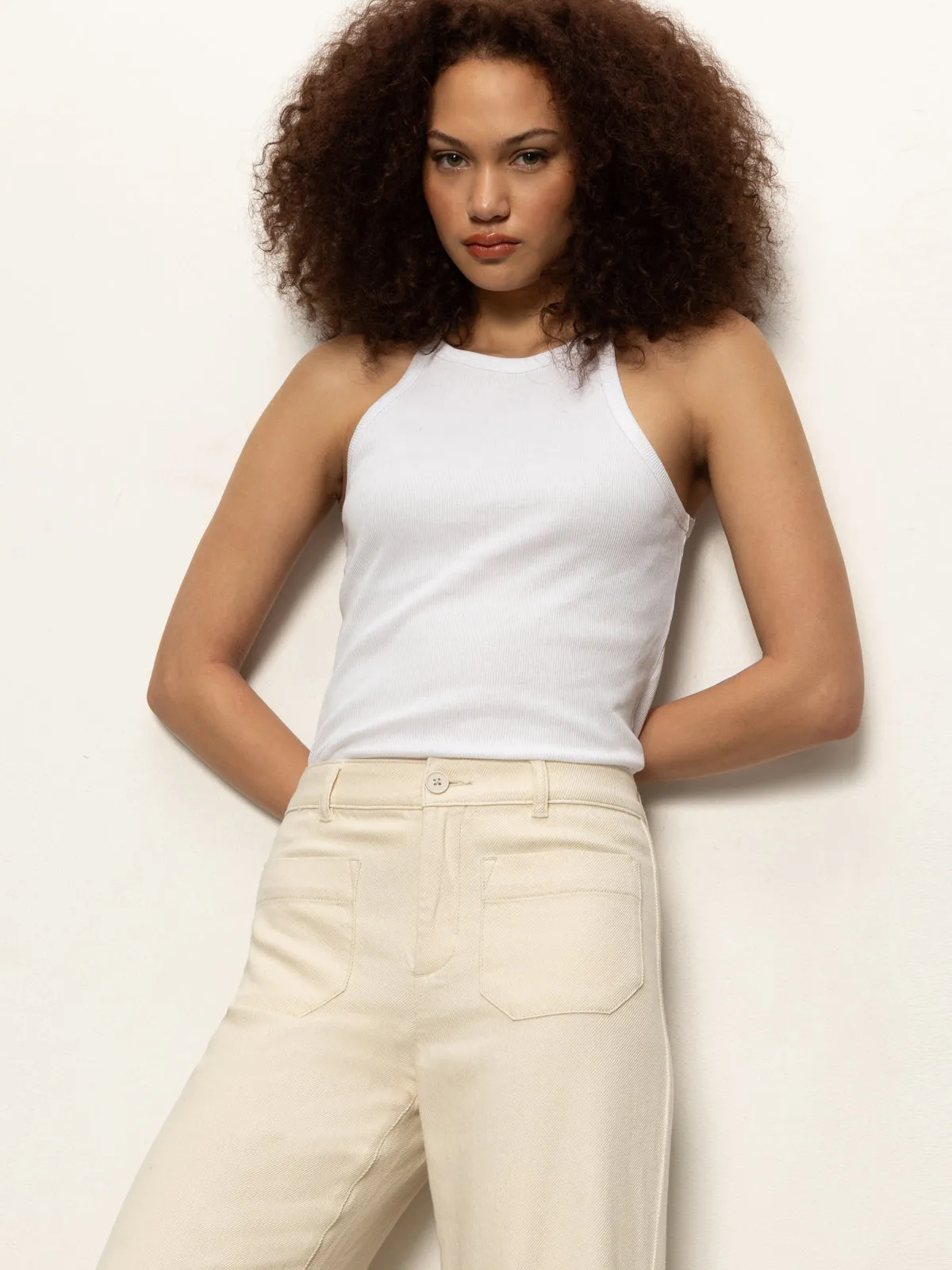 AllDayComfort Soft Marine Wide Leg Standard Rise Crop Pant Macrame