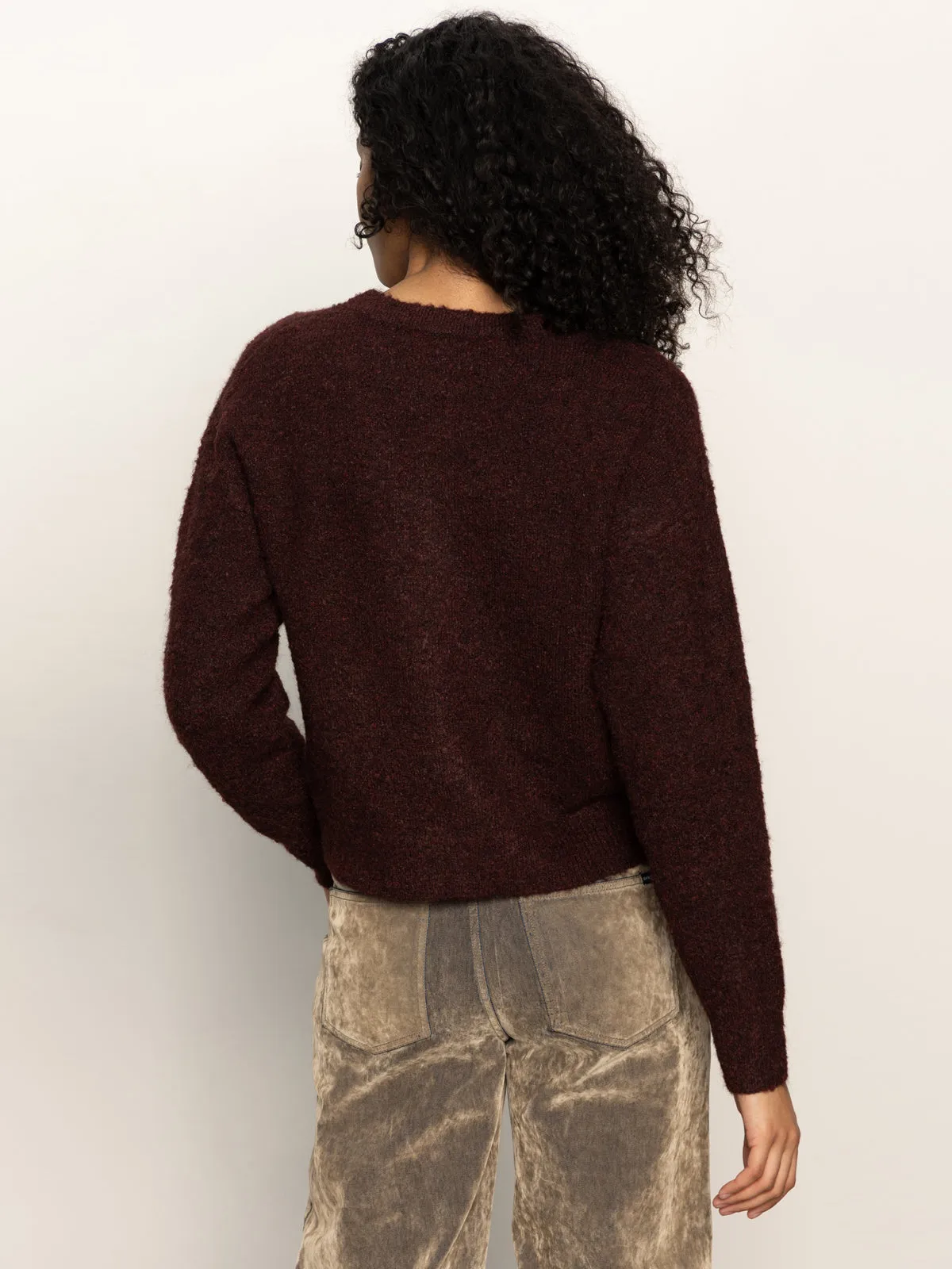 HighDensity Knit LayeringFriendly Weight Boucle Cardi Dark Crimson