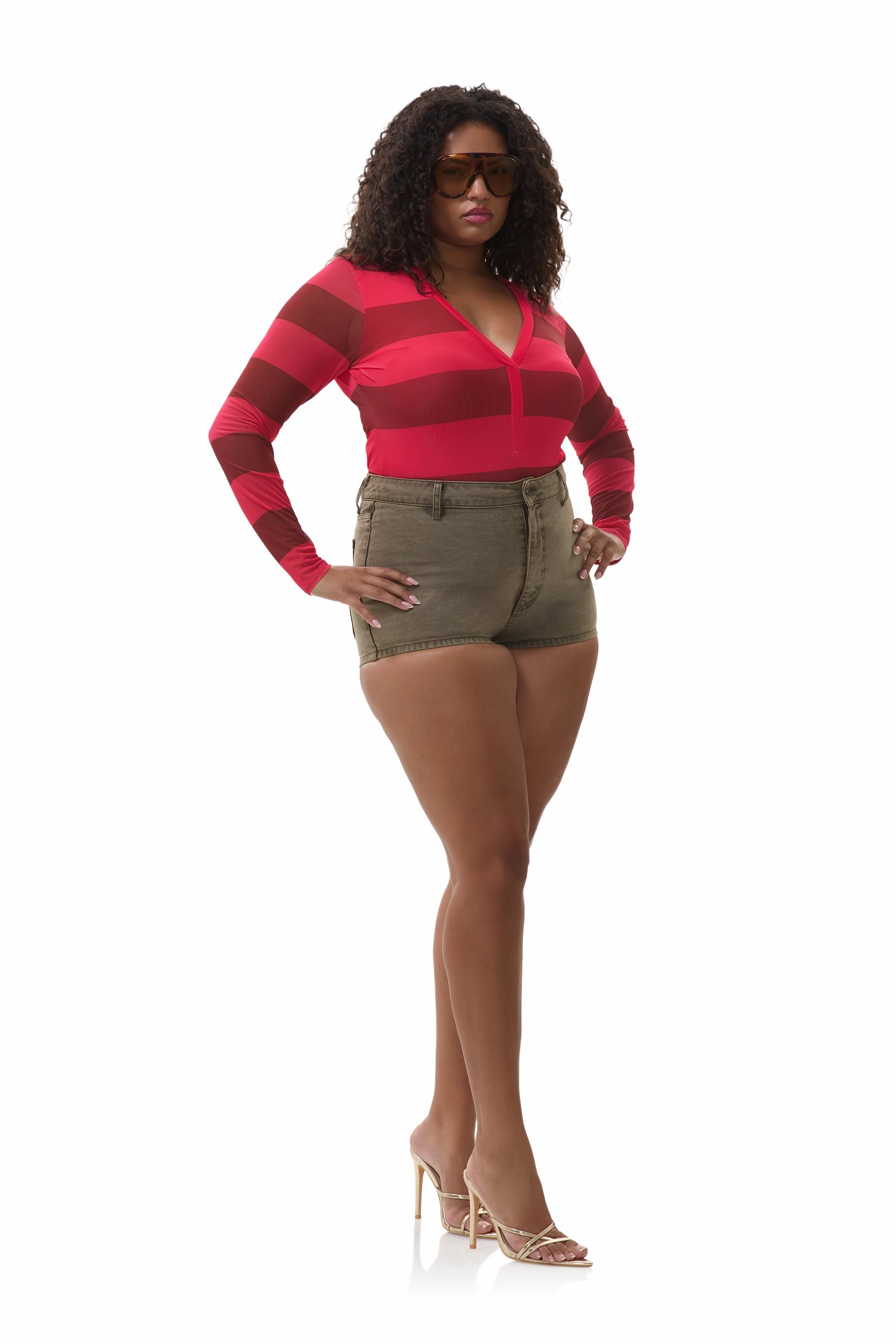 Harris Bodysuit - Strawberry Stripe MinimalistStyle NonRestrictiveCollar