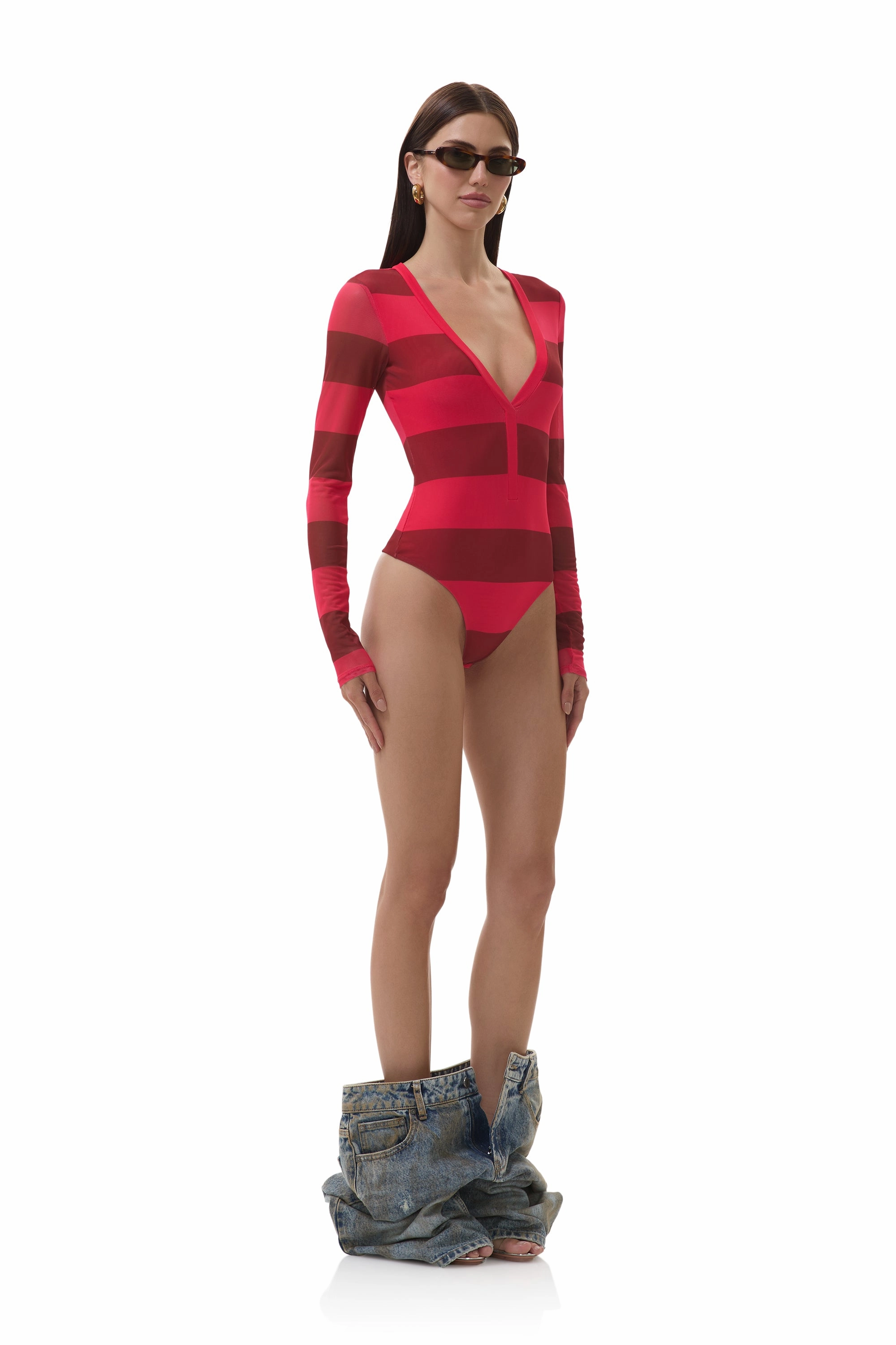 FlexibleRibbing Active Blouse Harris Bodysuit - Strawberry Stripe