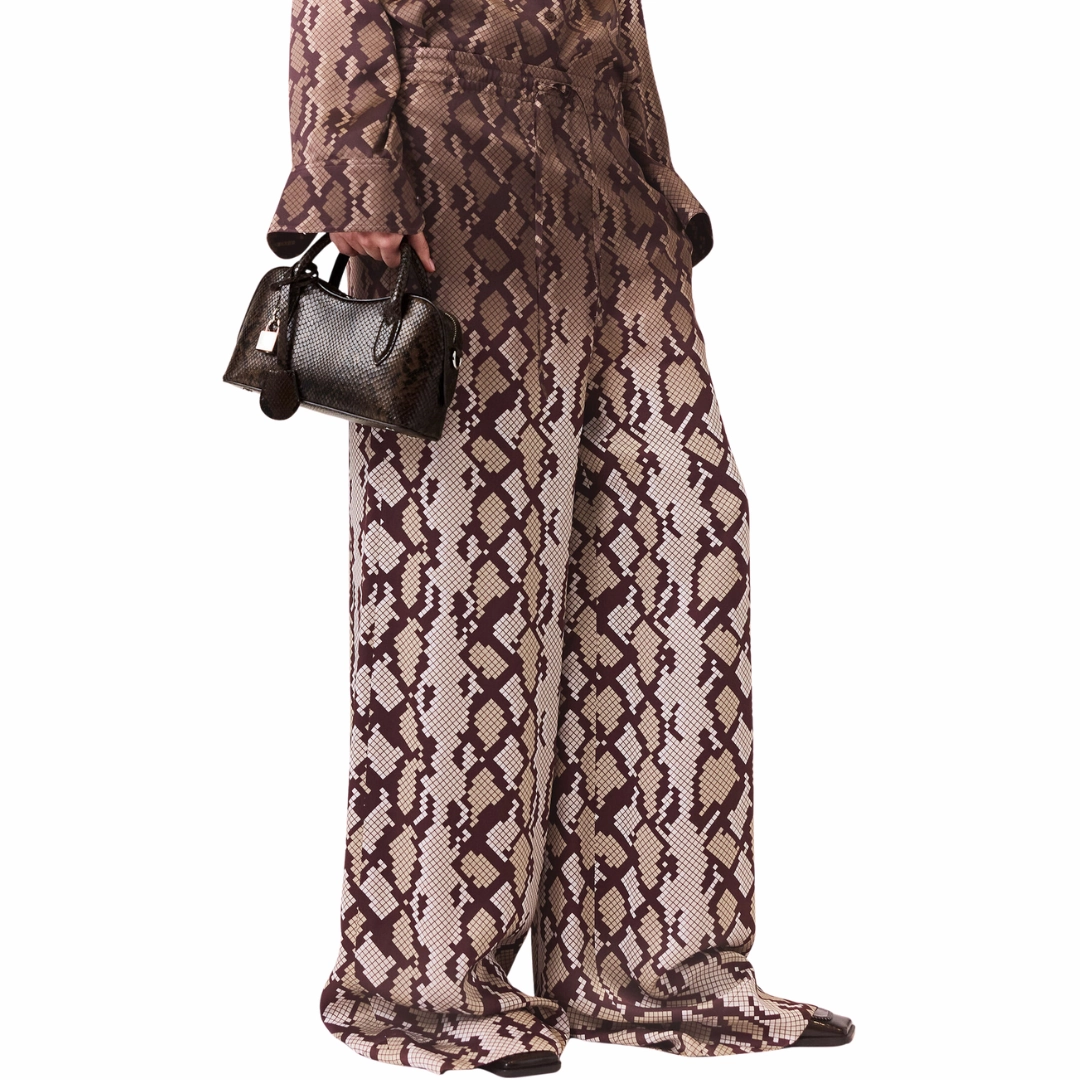 Snake Print Satin Trouser Solid shade